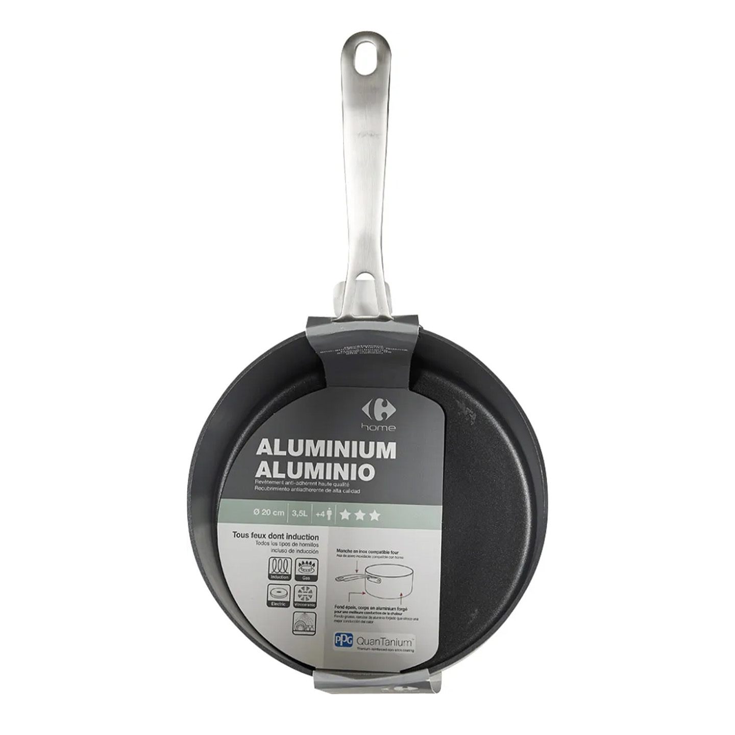 Cratiță cu mâner Carrefour Home, aluminiu forjat, 3.5L, 20cm, negru