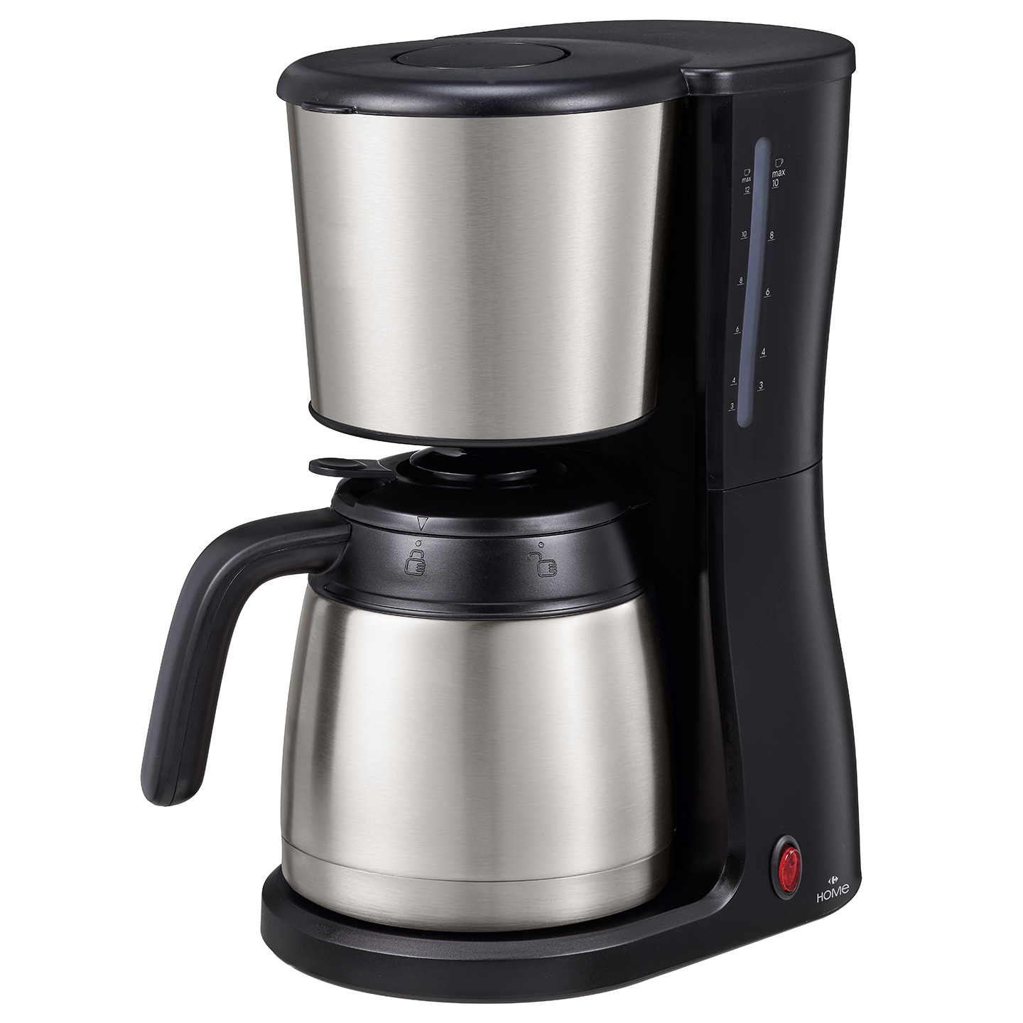 Cafetiera Carrefour HCM6011T-25, 1.25 litri, 980 W, negru / inox