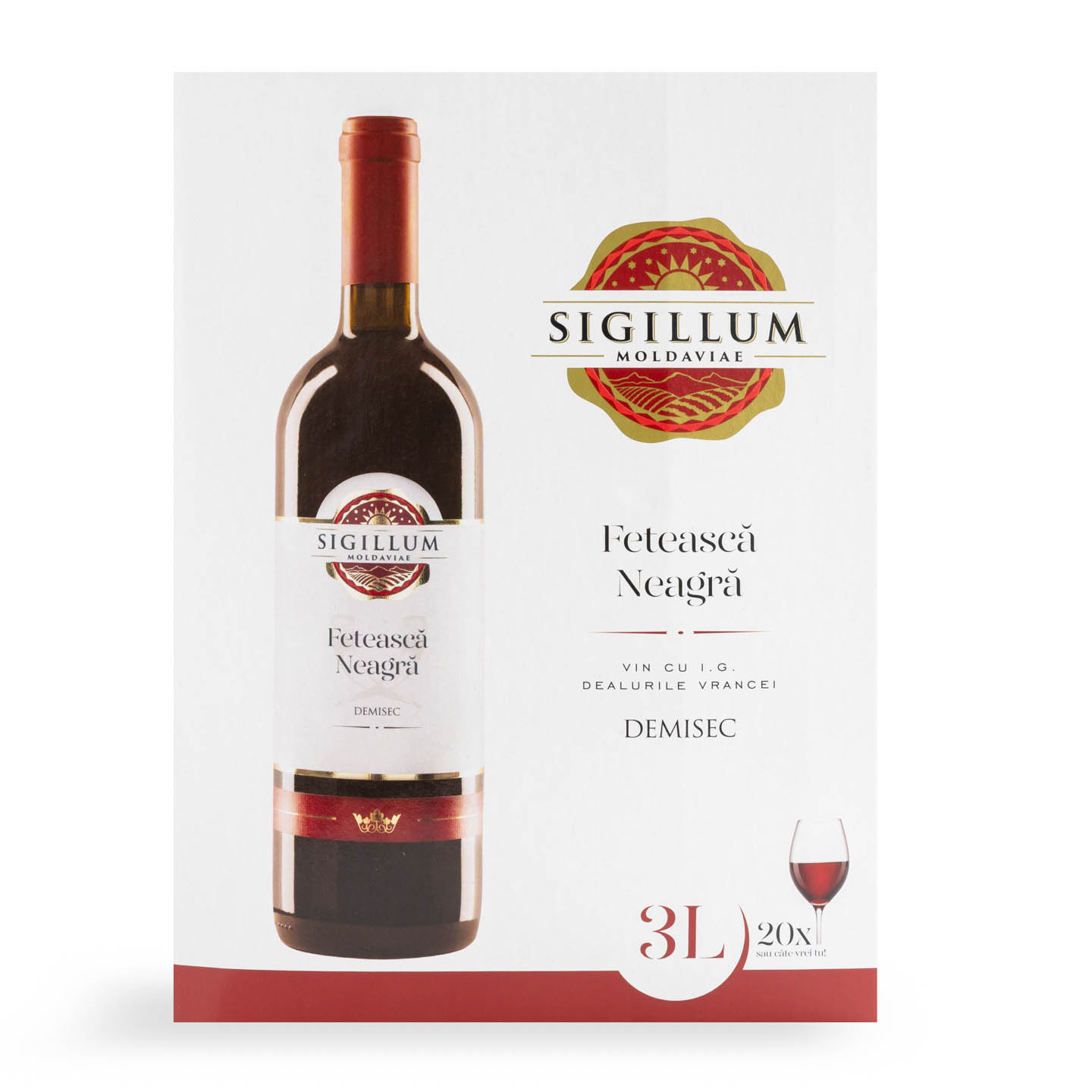 Vin cutie bag in box Fetească Neagra Sigilium Moldavie, 3 L