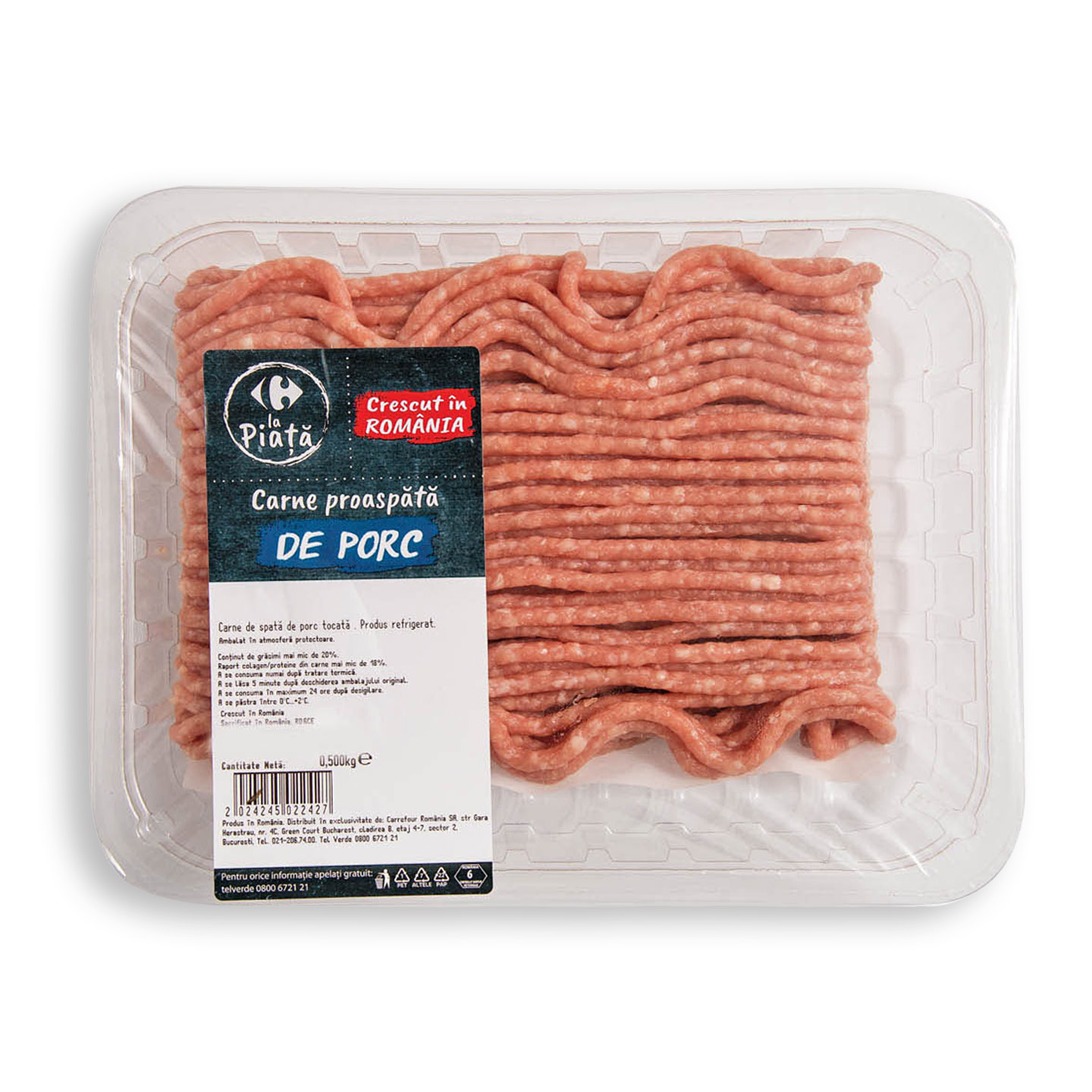 Carne tocată din spată de porc, Carrefour La Piață 500g