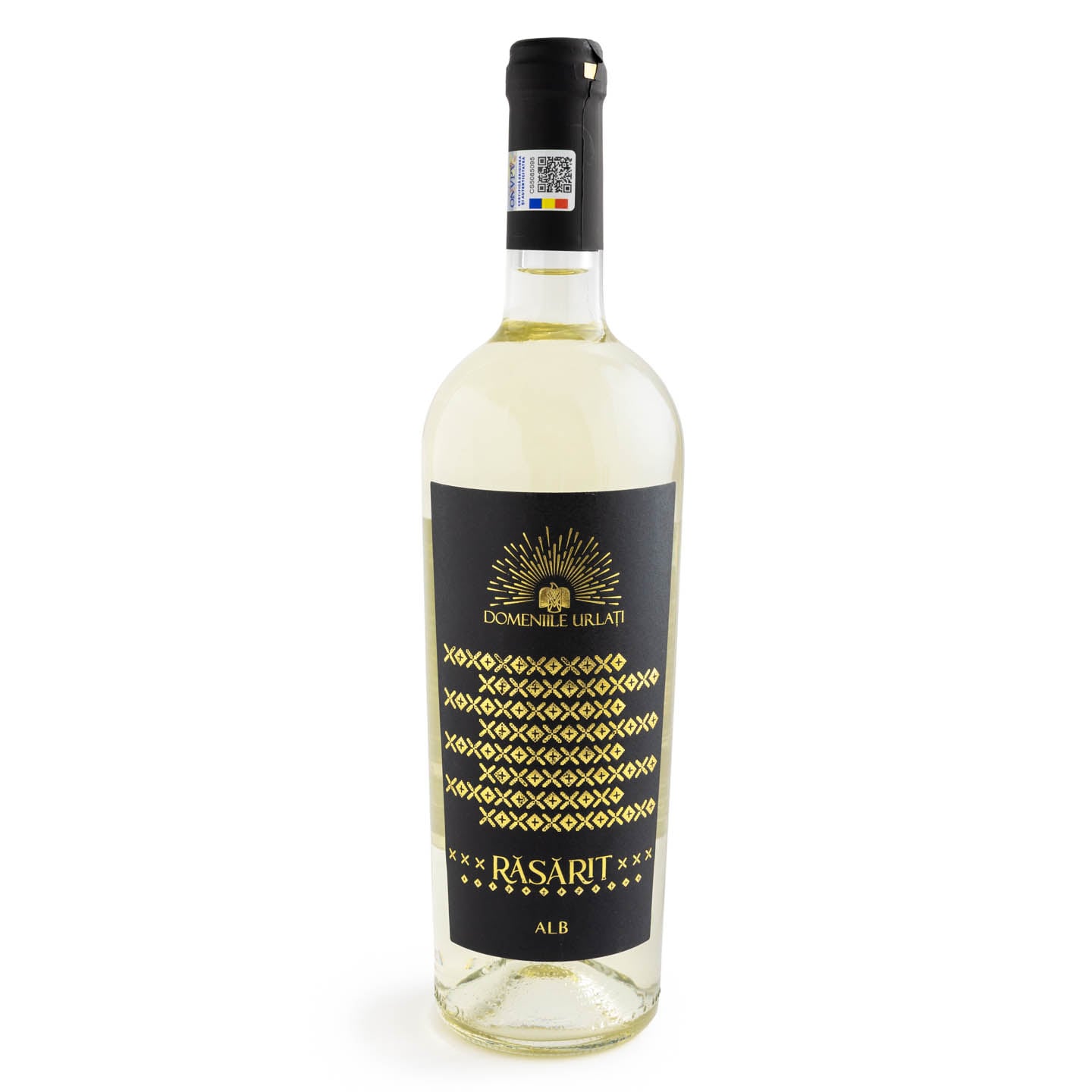 Vin alb Domeniile Urlați Răsarit Fetească Albă, demisec 0.75L