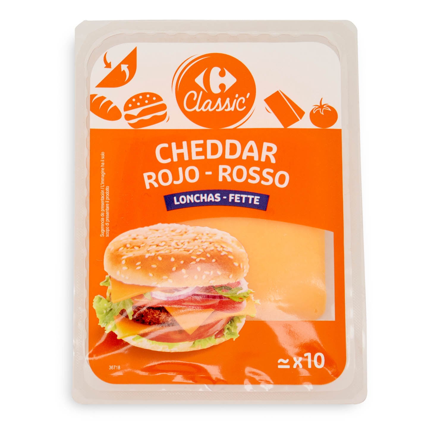 Brânză Cheddar, felii Carrefour Classic 200g