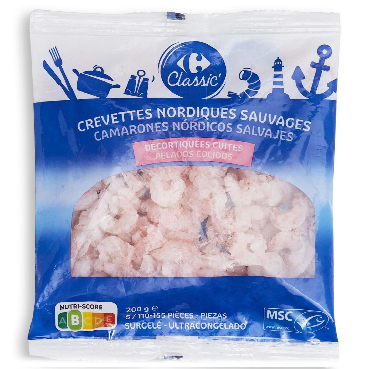 Creveti fierți decorticați Carrefour Classic 200g