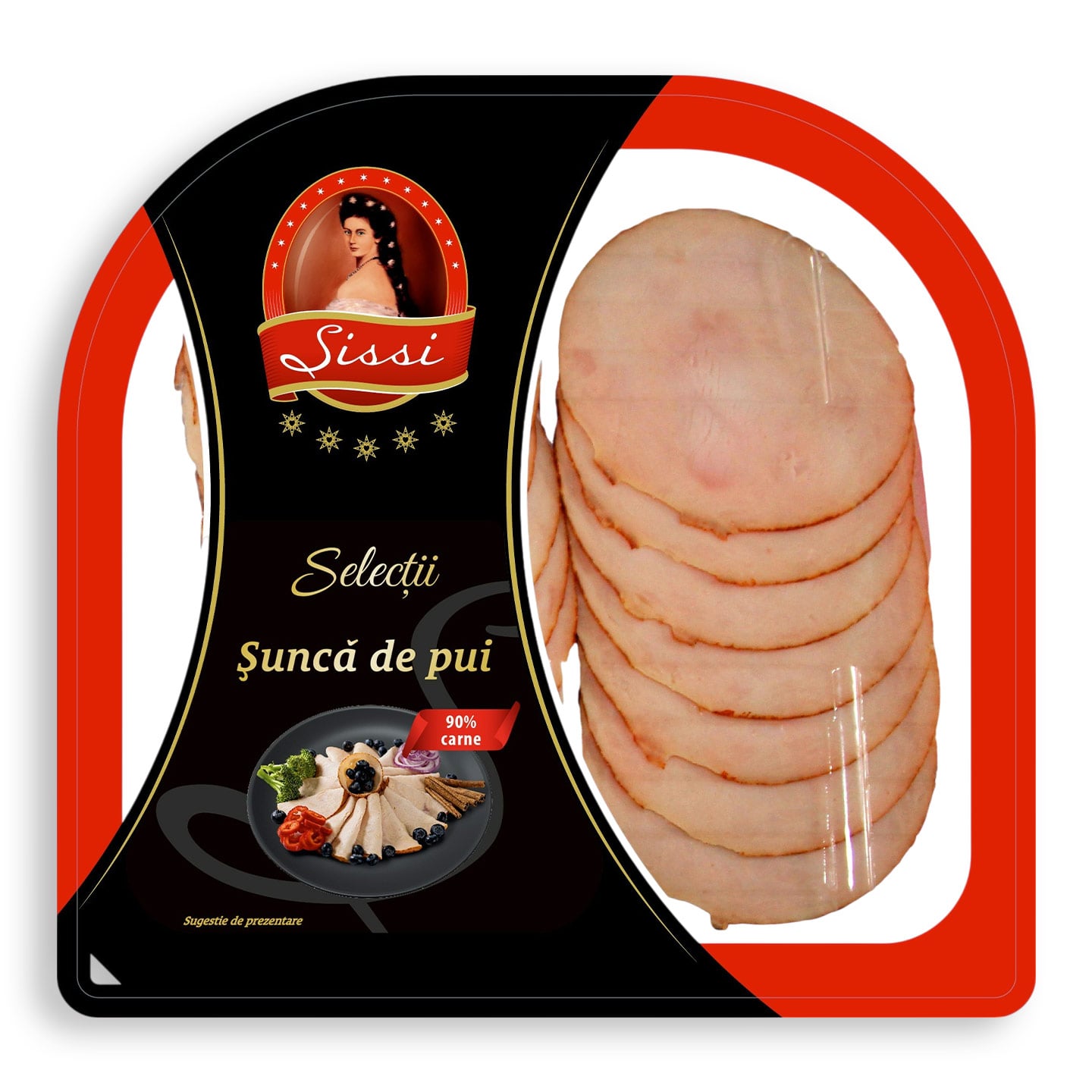 Șuncă din piept de pui feliat Sissi, 120 g, diverse sortimente