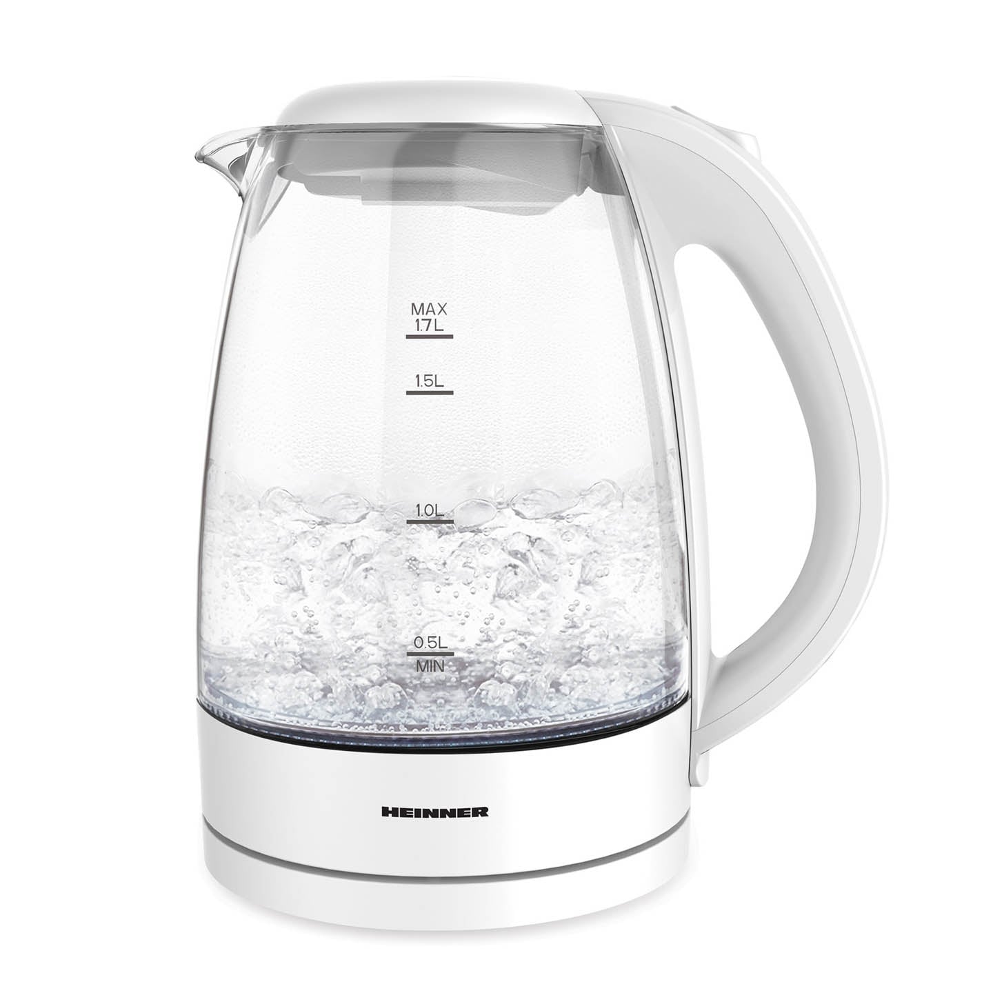Fierbător de apă Heinner HEK-2200GWH, 1.7 litri, 2200 W, Alb