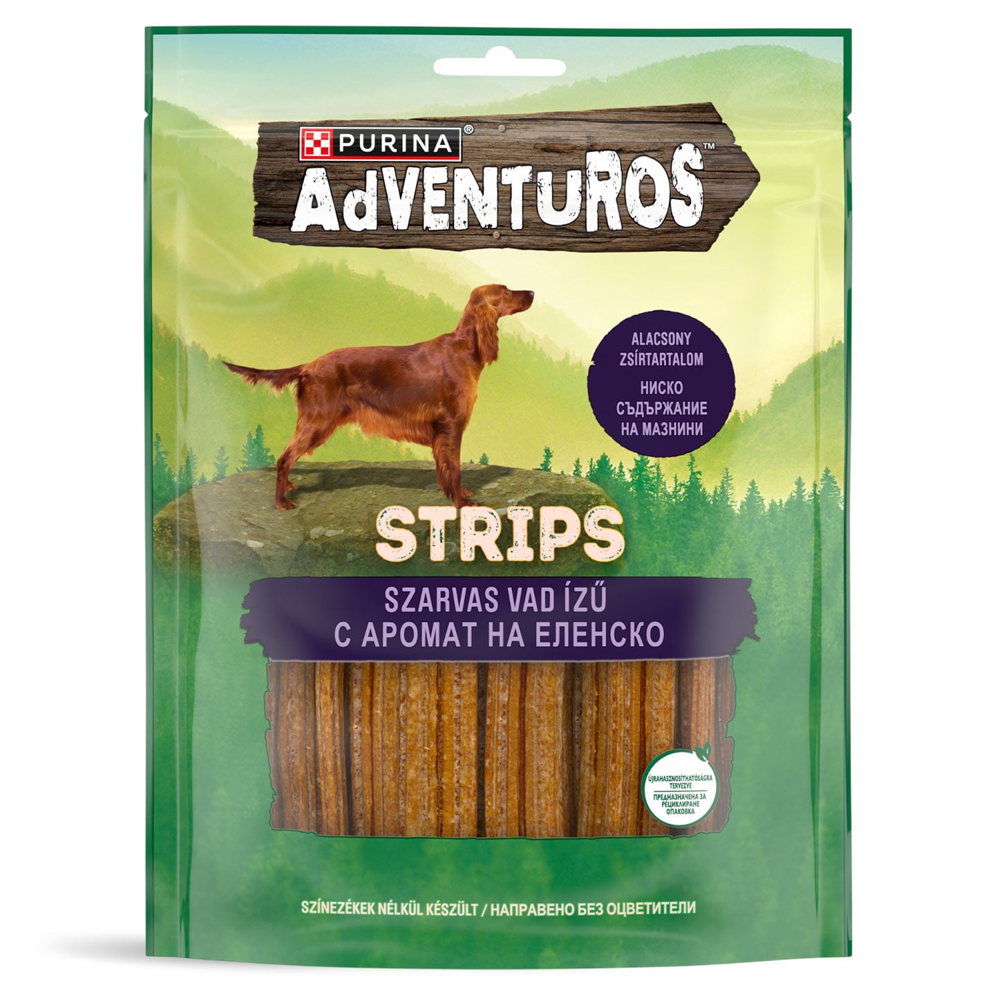 Recompense pentru câini, strips cu vânat Adventuros Purina 6x90g 