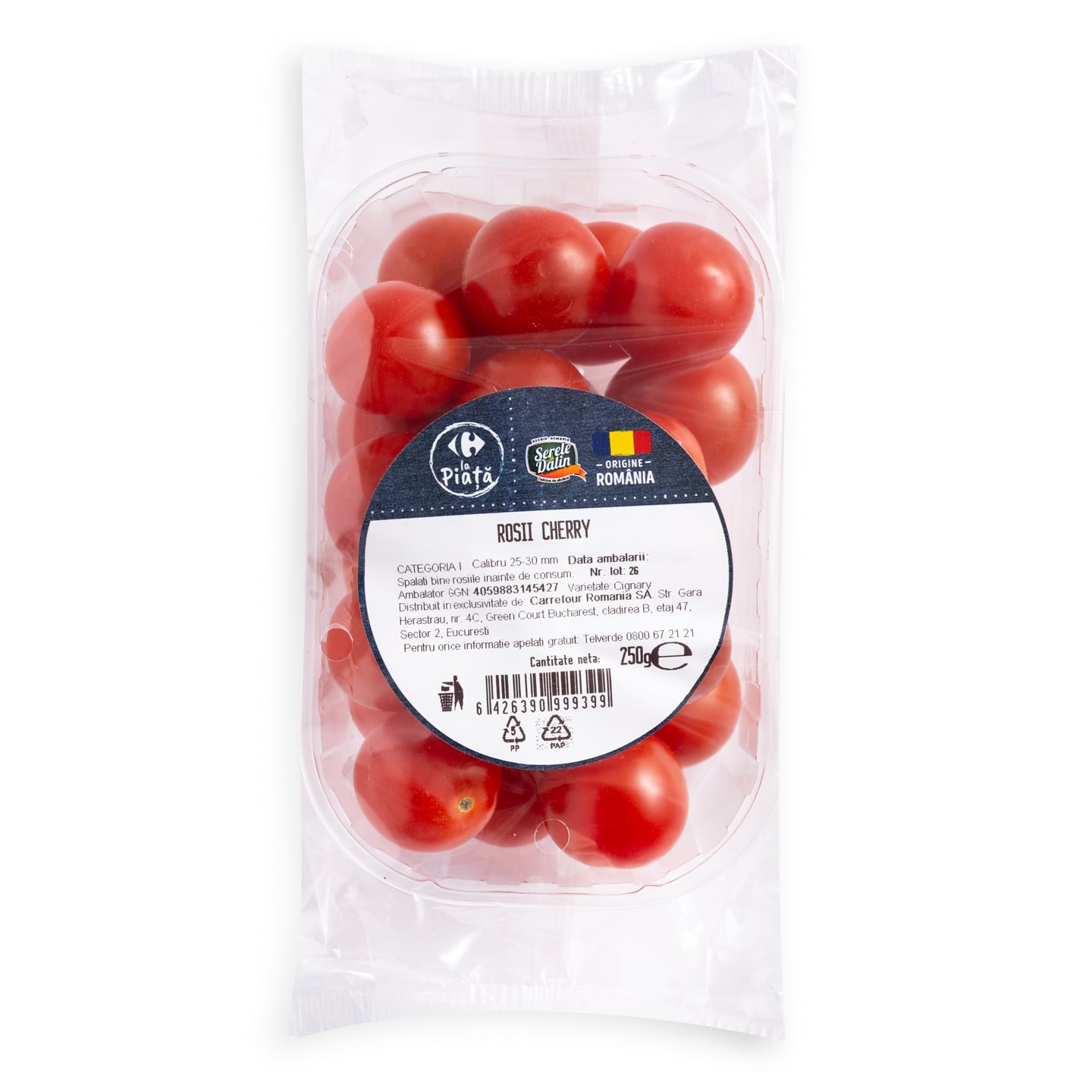 Roșii cherry Carrefour La Piață 250g, calitatea I