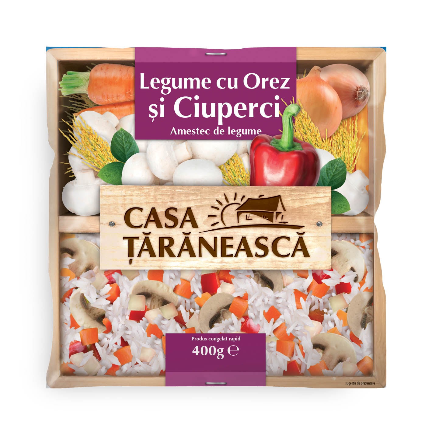 Amestec de legume cu orez și ciuperci Casa Țărănească 400g
