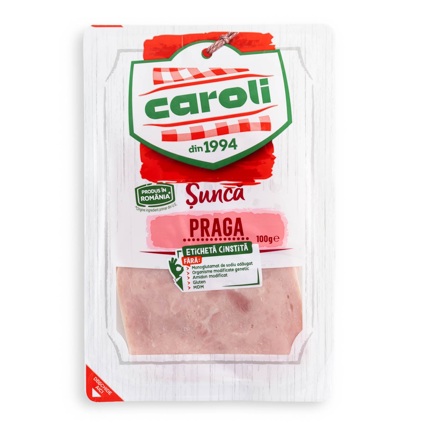 Șuncă Praga feliată Caroli 100g