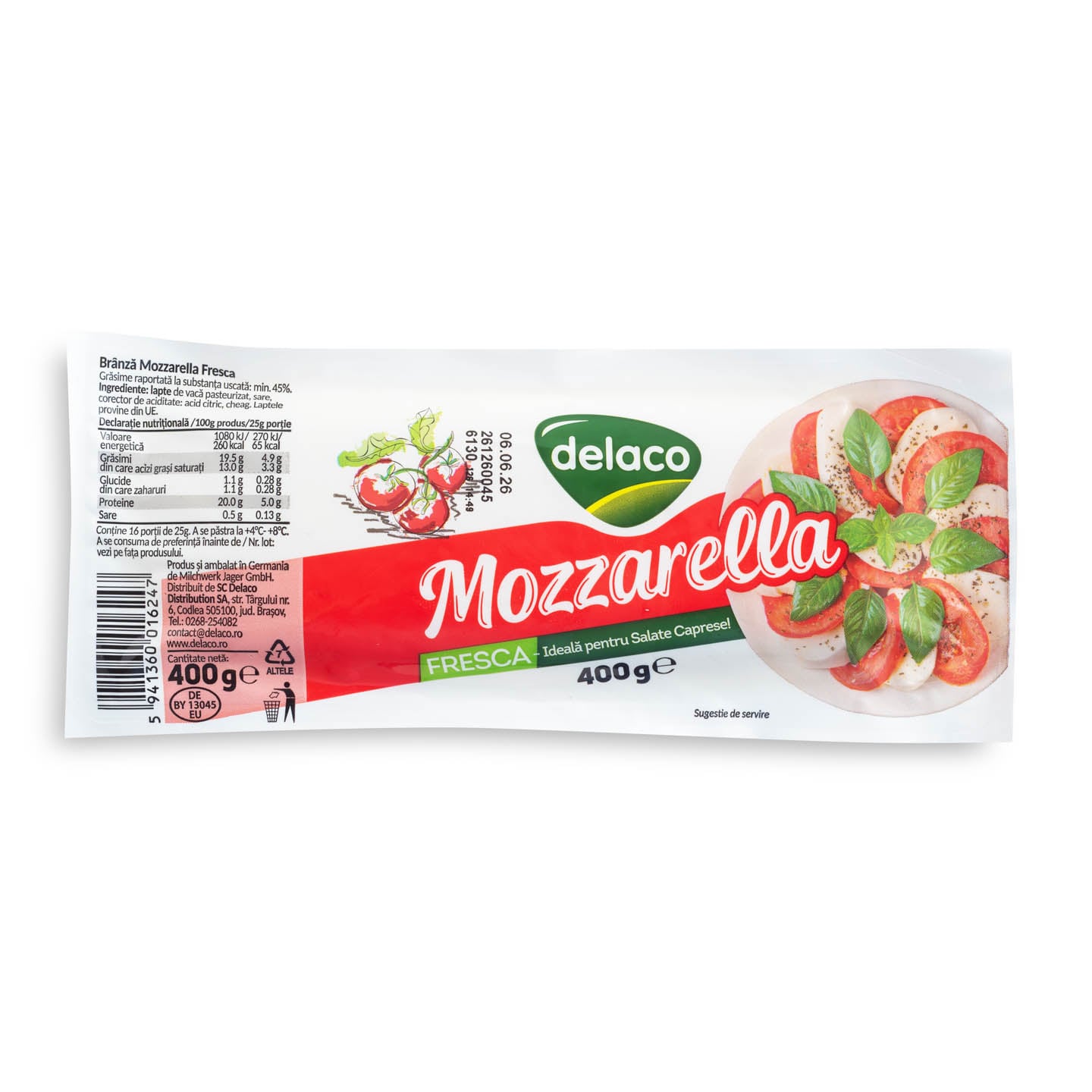 Mozzarella Fresca Caprese Delaco 400g