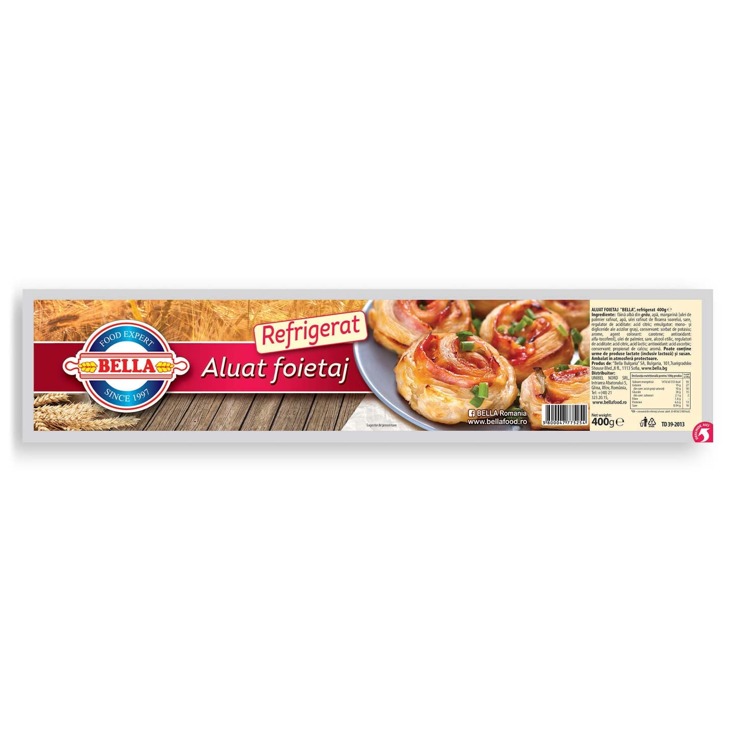  Aluat foietaj refrigerat Bella 400g