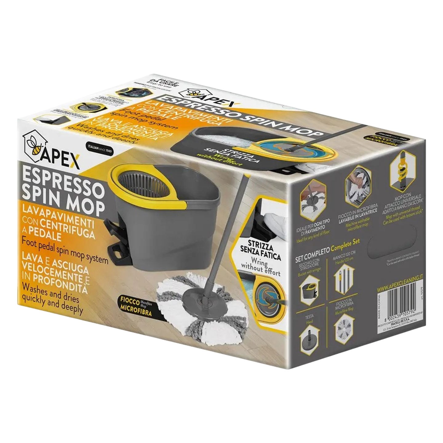 Spin mop Espresso cu galeată și rezervă Apex