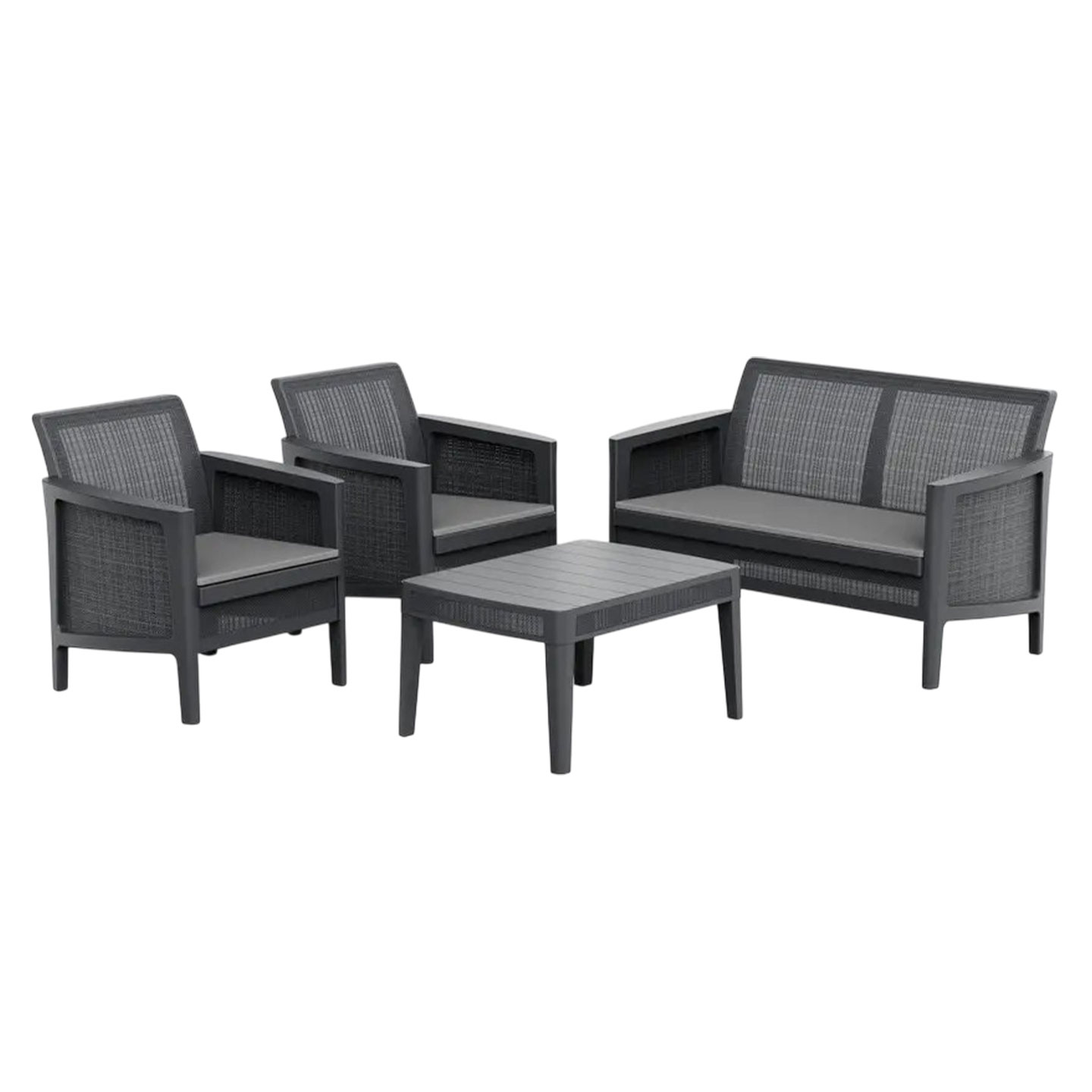 Set mobilier de grădină Keter Atlas, plastic, 4 piese, gri