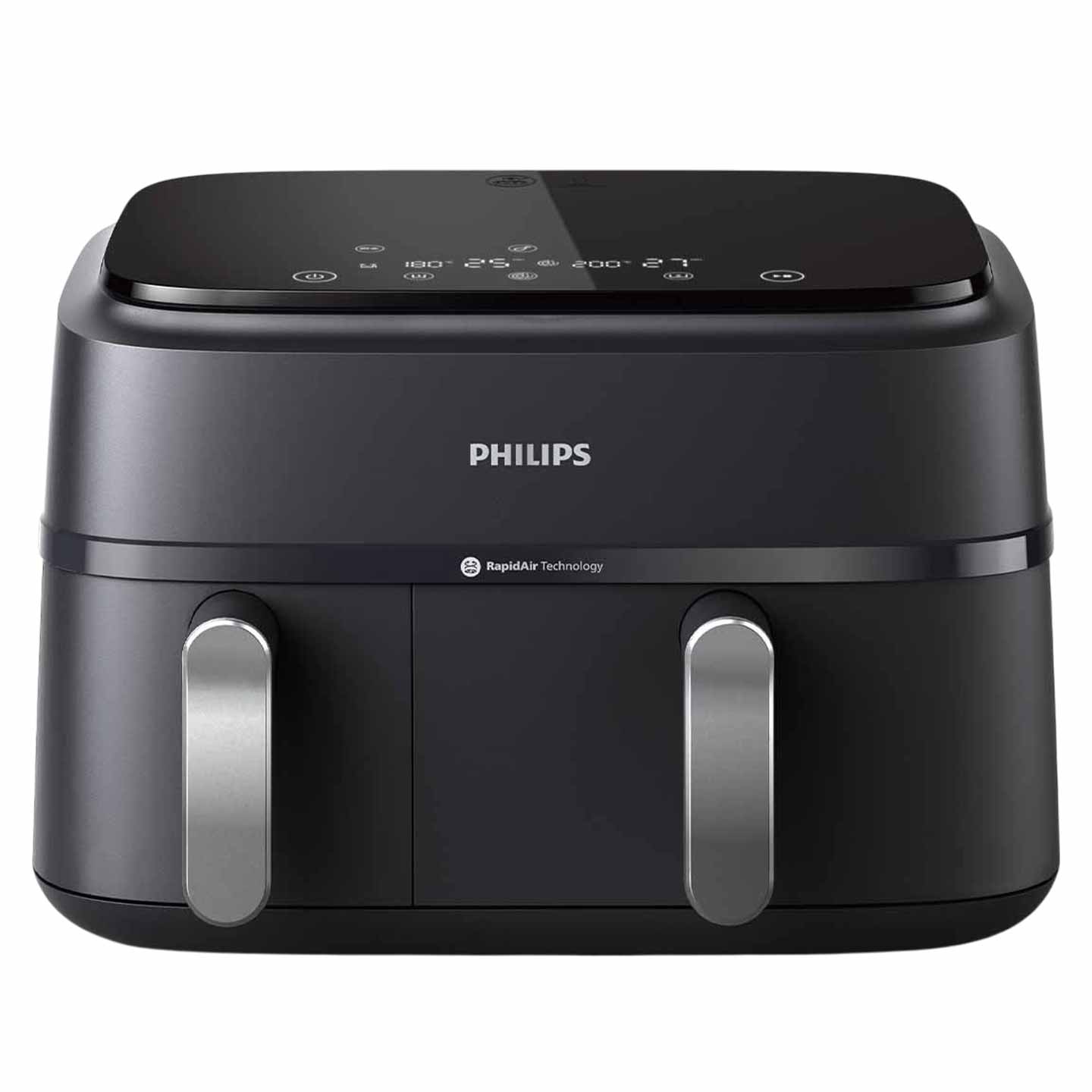 Friteuză dublă fără ulei Philips Airfryer Seria 3000 NA351/00, afisaj digital, 8 presetări, 9 litri, 2750 W, negru
