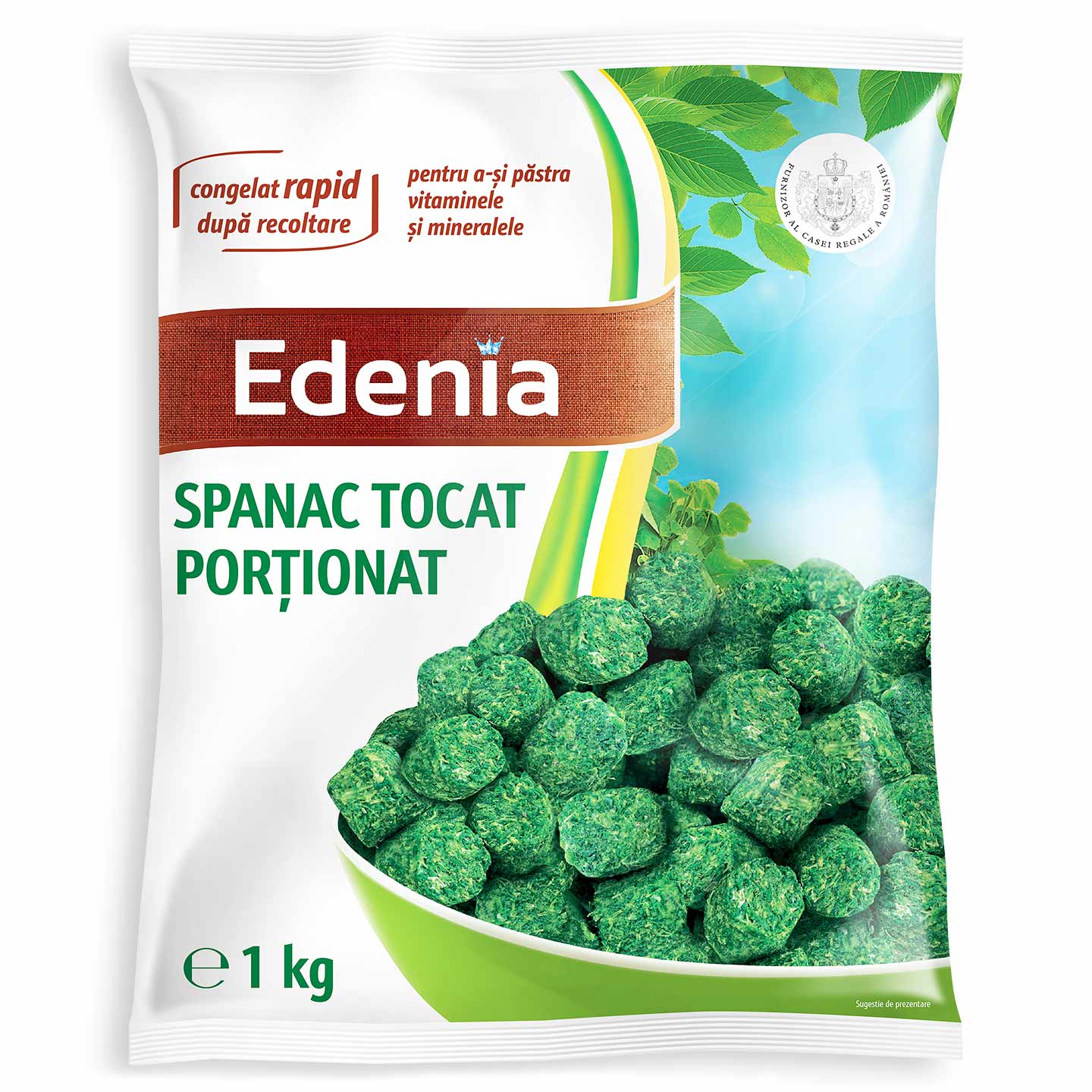 Spanac tocat porționat Edenia 1kg