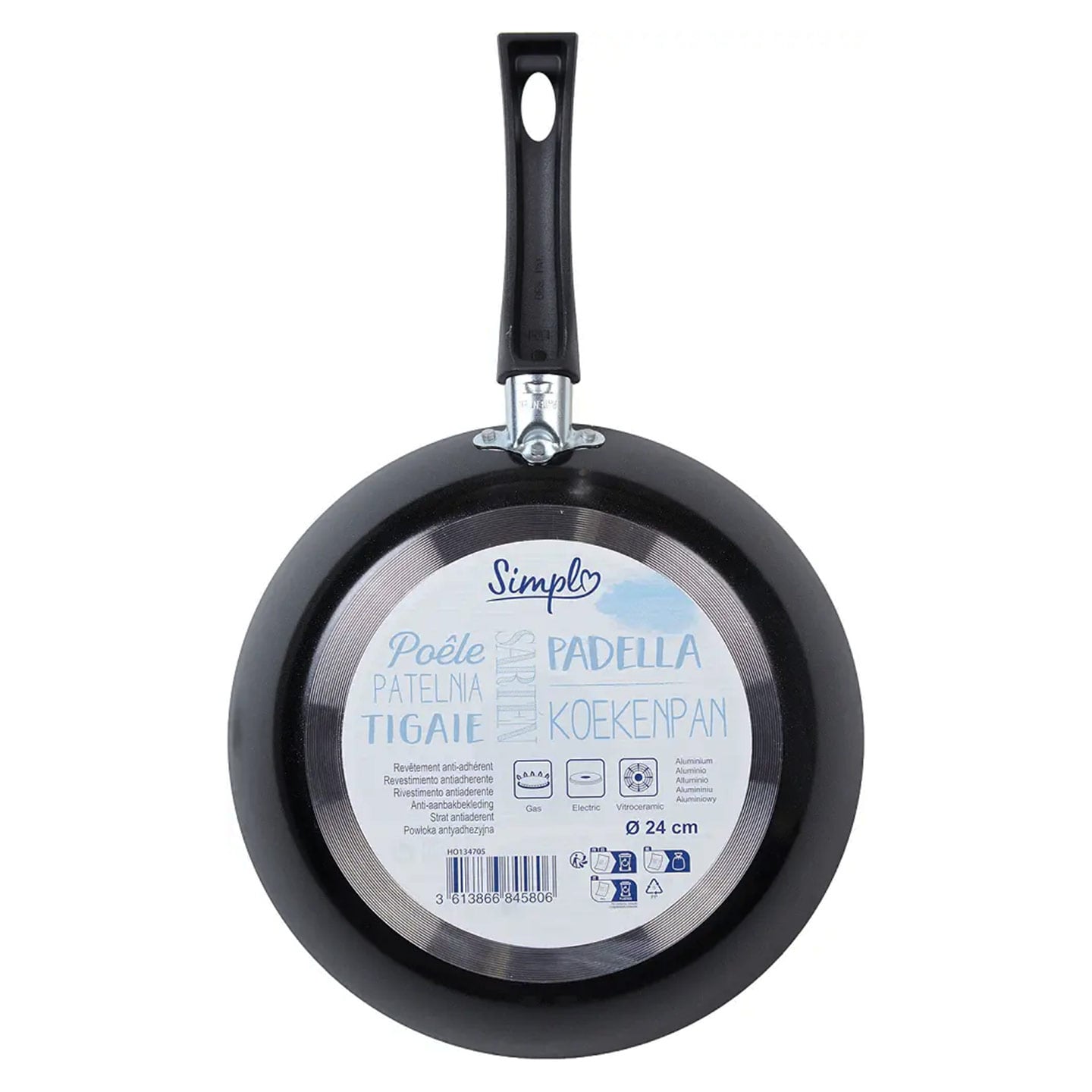 Tigaie Simpl, înveliș interior aluminiu, 24 cm