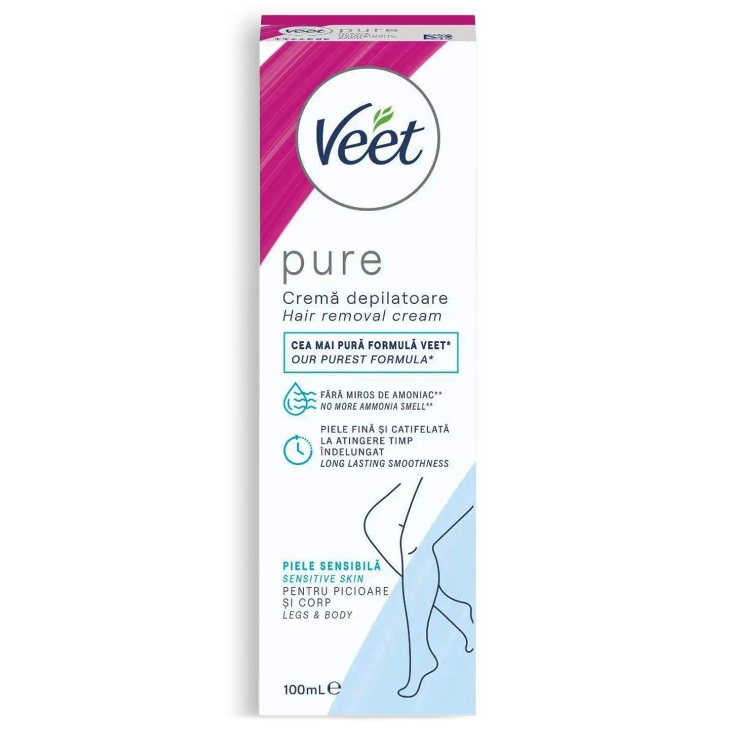 Cremă depilatoare pentru piele sensibilă, Veet Pure 100 ml