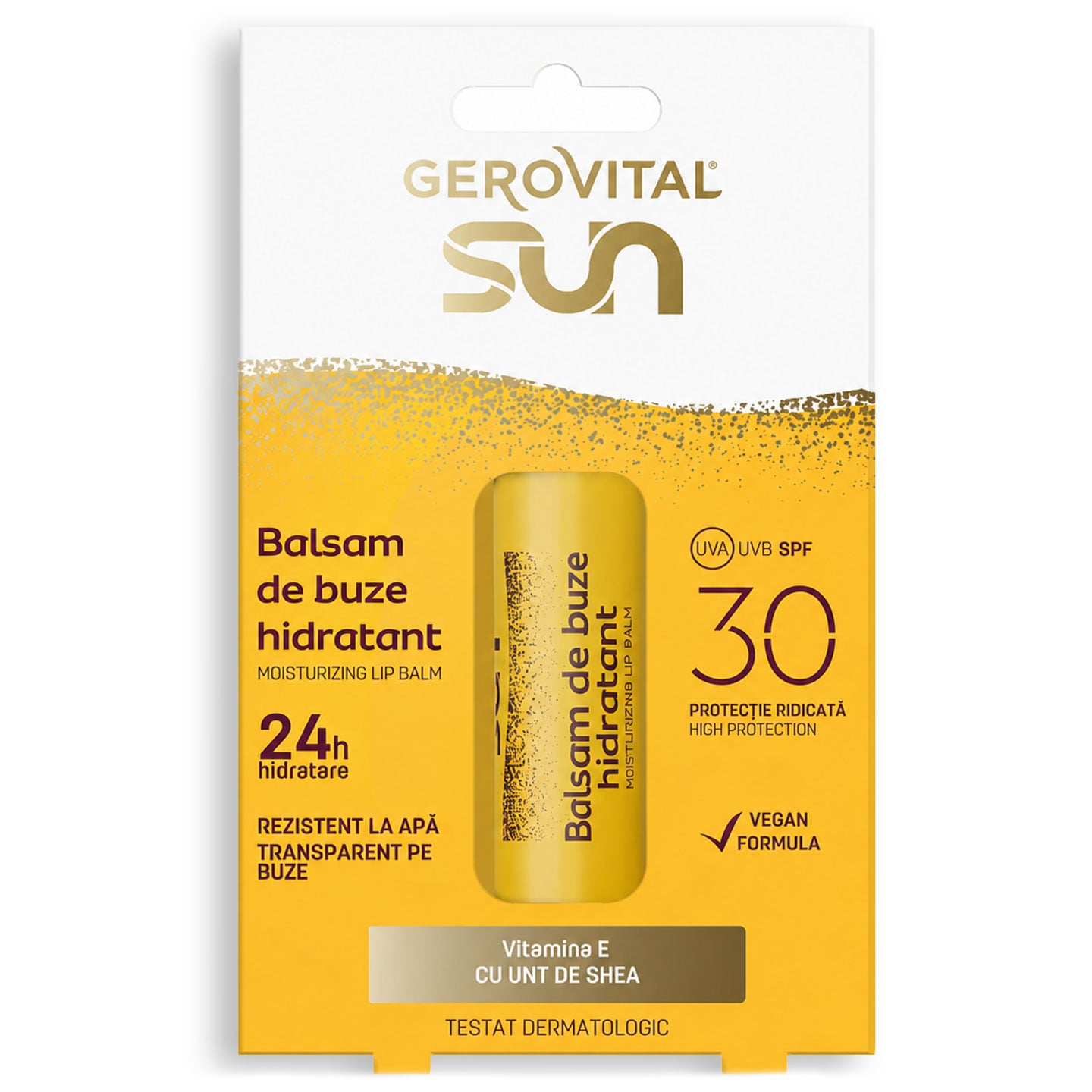 Balsam de buze hidratant cu protecție solară SPF 30, Gerovital Sun 75 ml