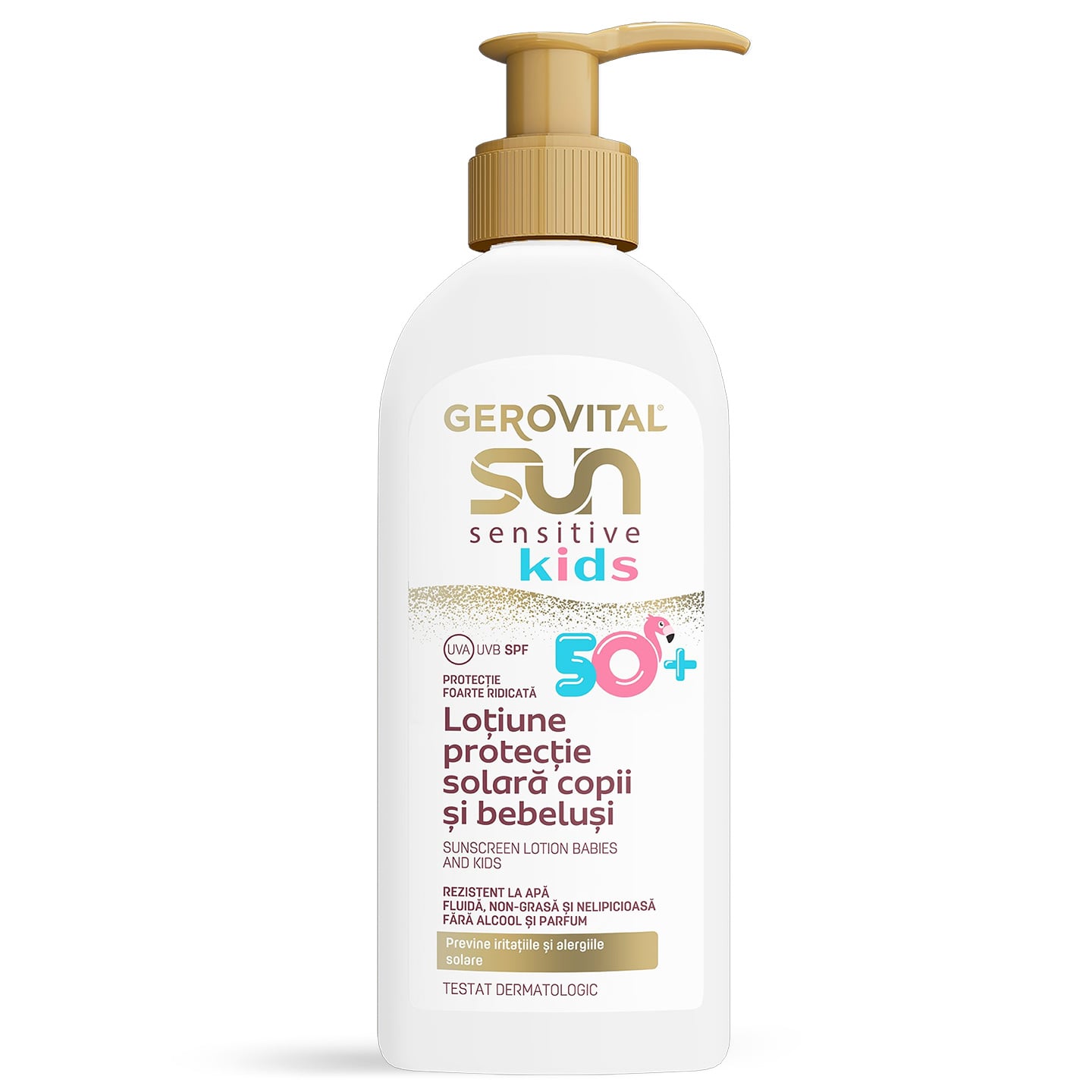 Loțiune cu protecție solară pentru copii și bebeluși SPF 50+, Gerovital Sun Sensitive Kids 200 ml