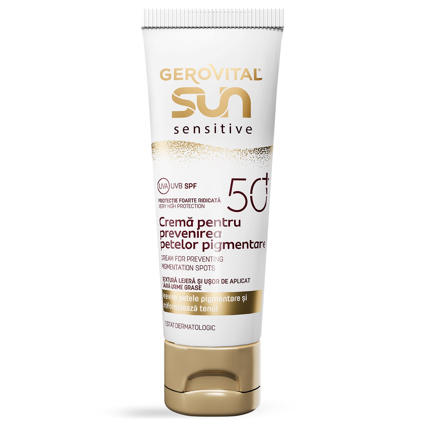 Cremă de față anti pete pigmentare cu SPF 50+ Sensitive, Gerovital Sun 50 ml