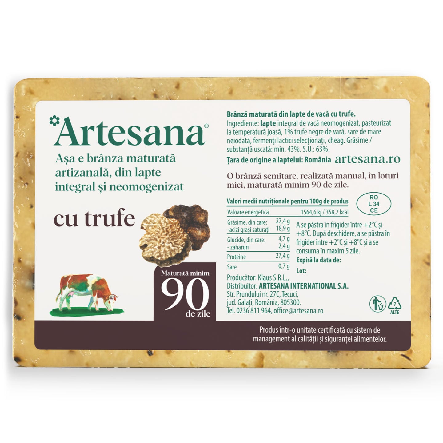 Brânză maturată cu trufe Artesana per 100g