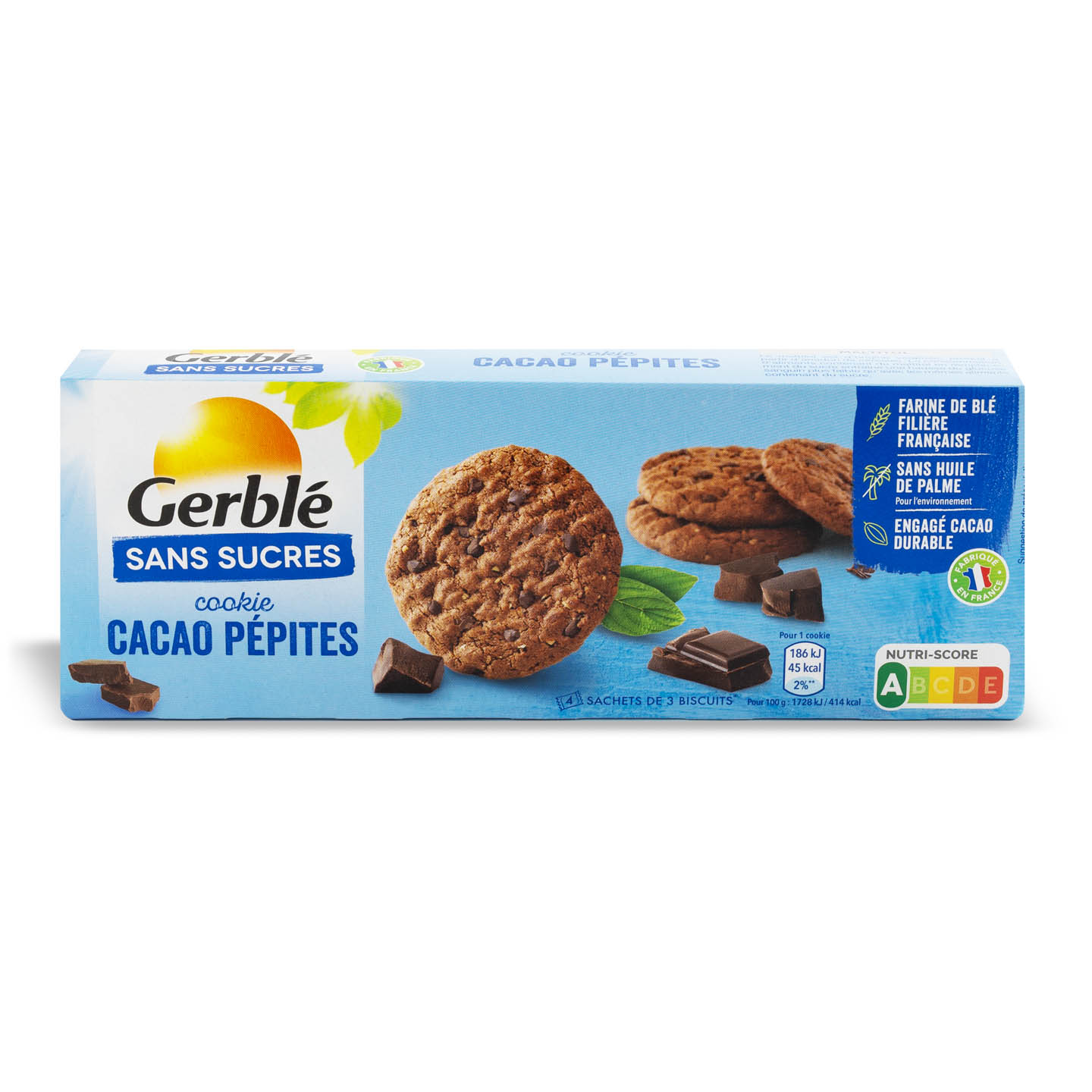 Cookie biscuiți cu cacao fără zahăr Gerble 130g