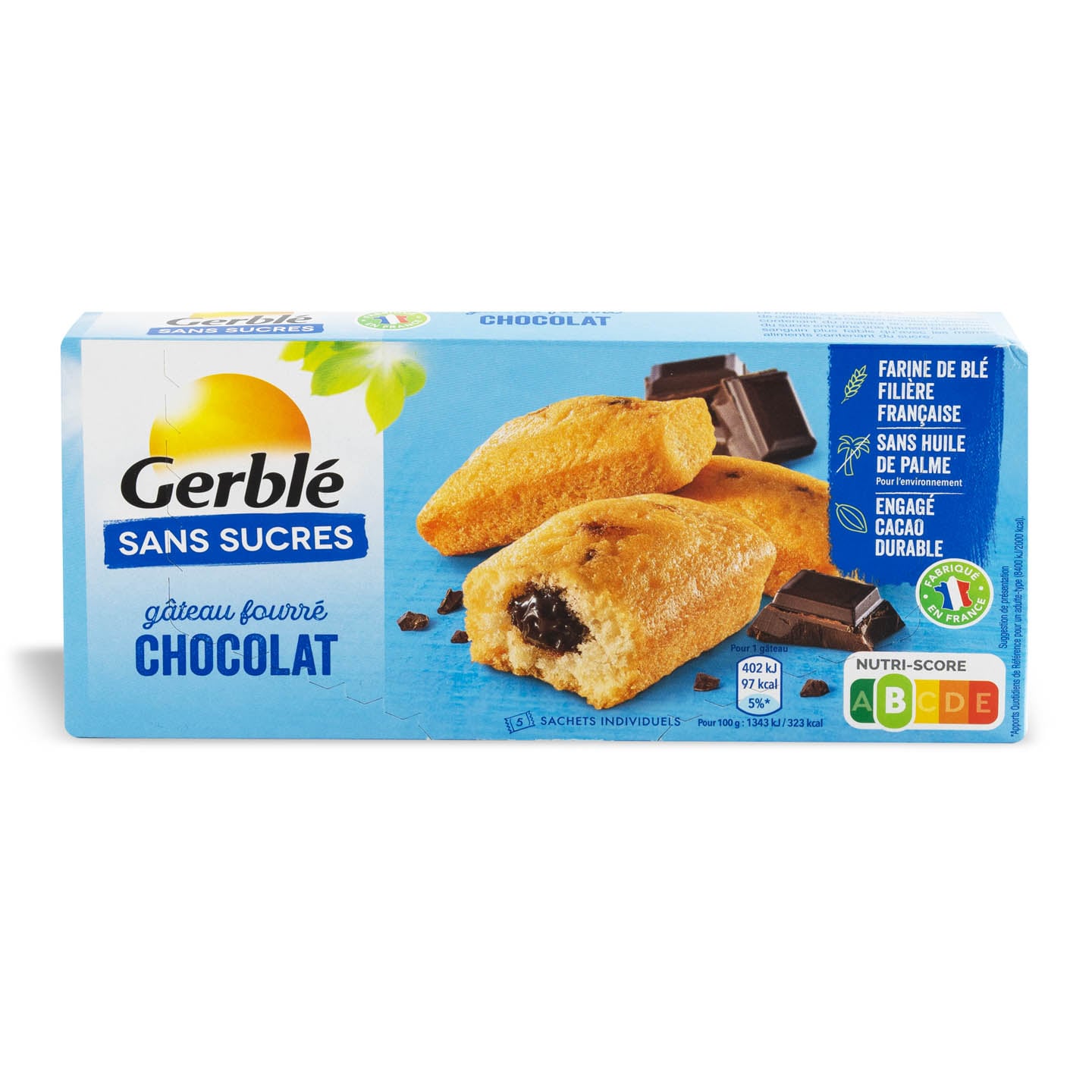 Chec fără zahăr adaugat umplut cu ciocolată Gerble 150g