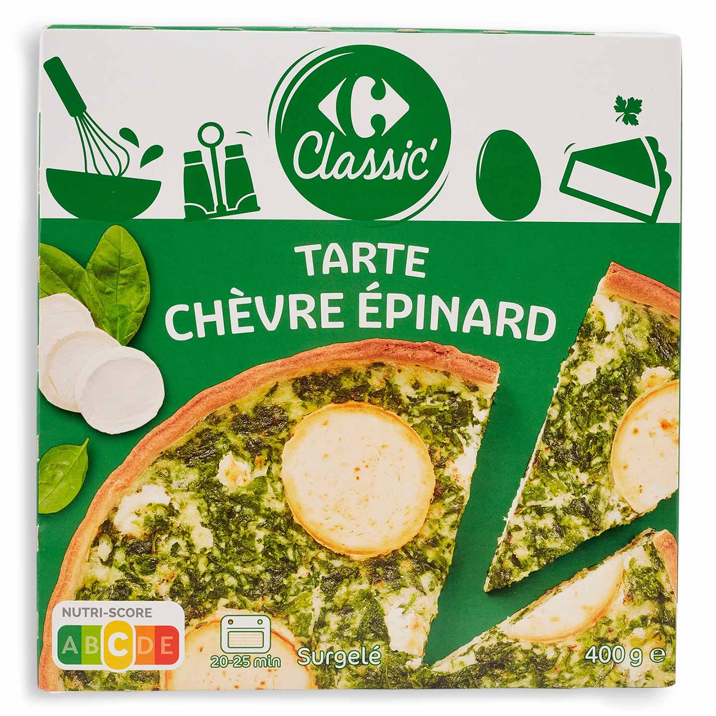 Tartă cu spanac și brânză Carrefour Classic 400g