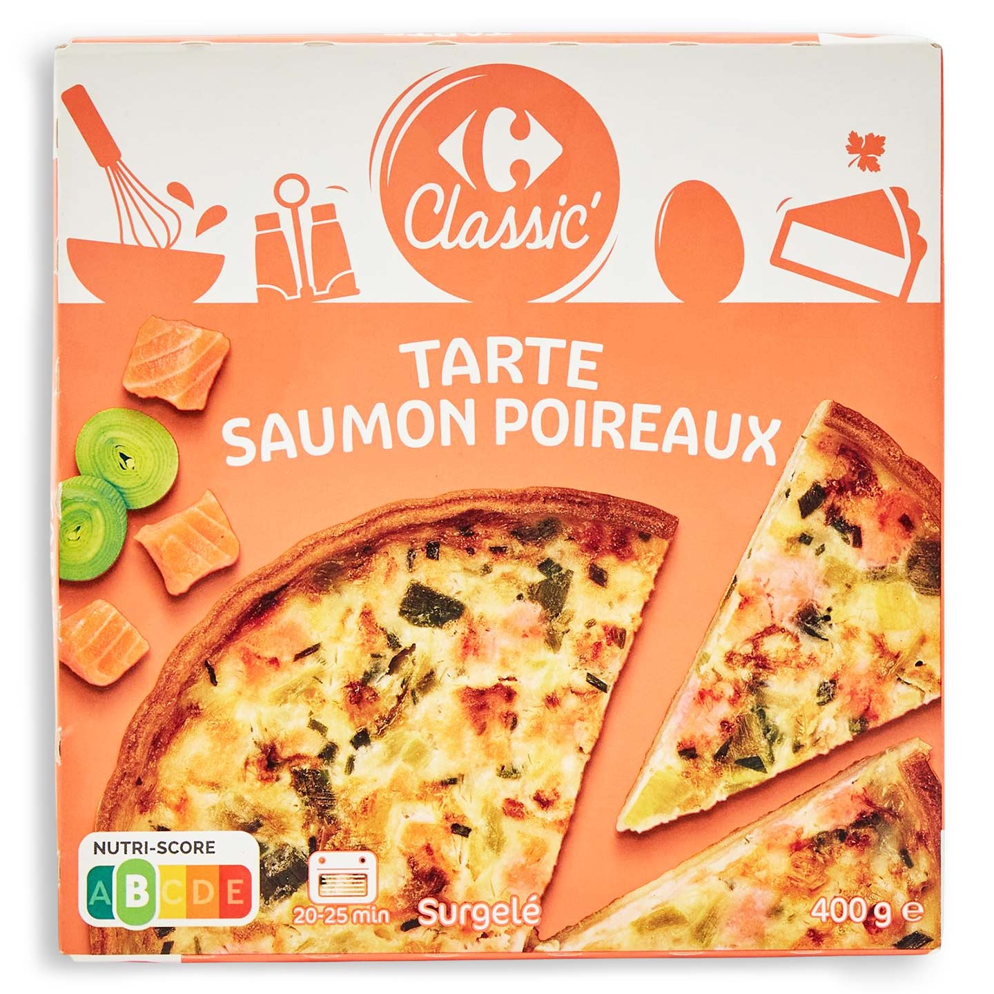 Tartă cu somon și praz Carrefour Classic 400g