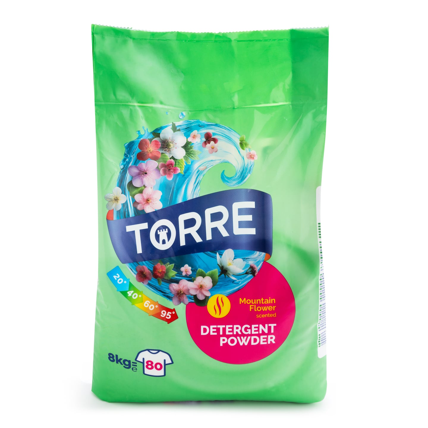 Detergent pudră flori de munte / lavandă, mașină automată, XXL, Torre 8kg, 80 spălări