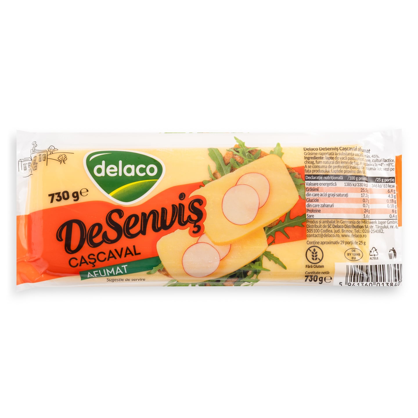 Cașcaval afumat DeSenviș Delaco 730g