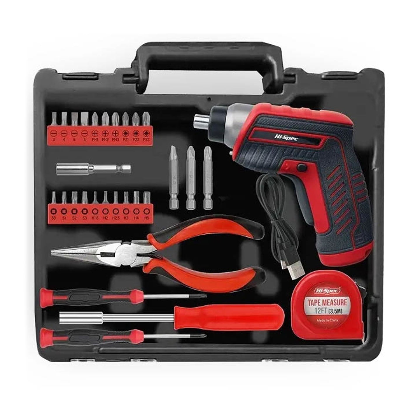 Set șurubelniță electrică cu 31 accesorii Carrefour, 3.6 V