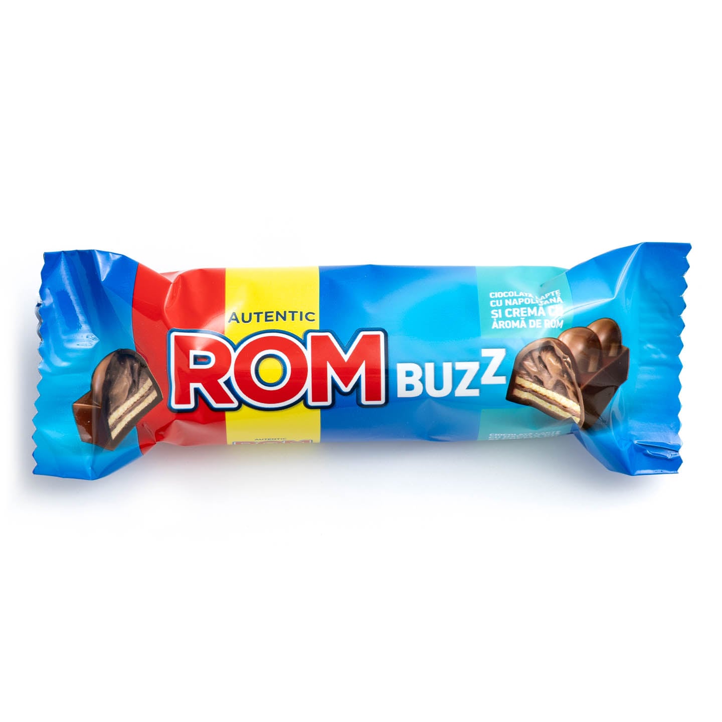 Napolitană cu ciocolată și cremă de rom / cu alune Rom Buzz 50g
