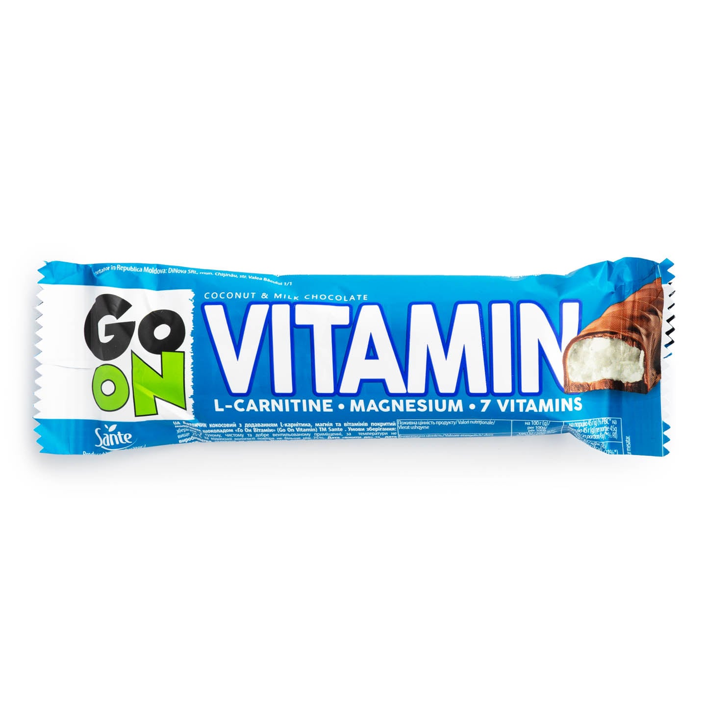 Baton cu nucă de cocos / caramel Go On Vitamin 45g