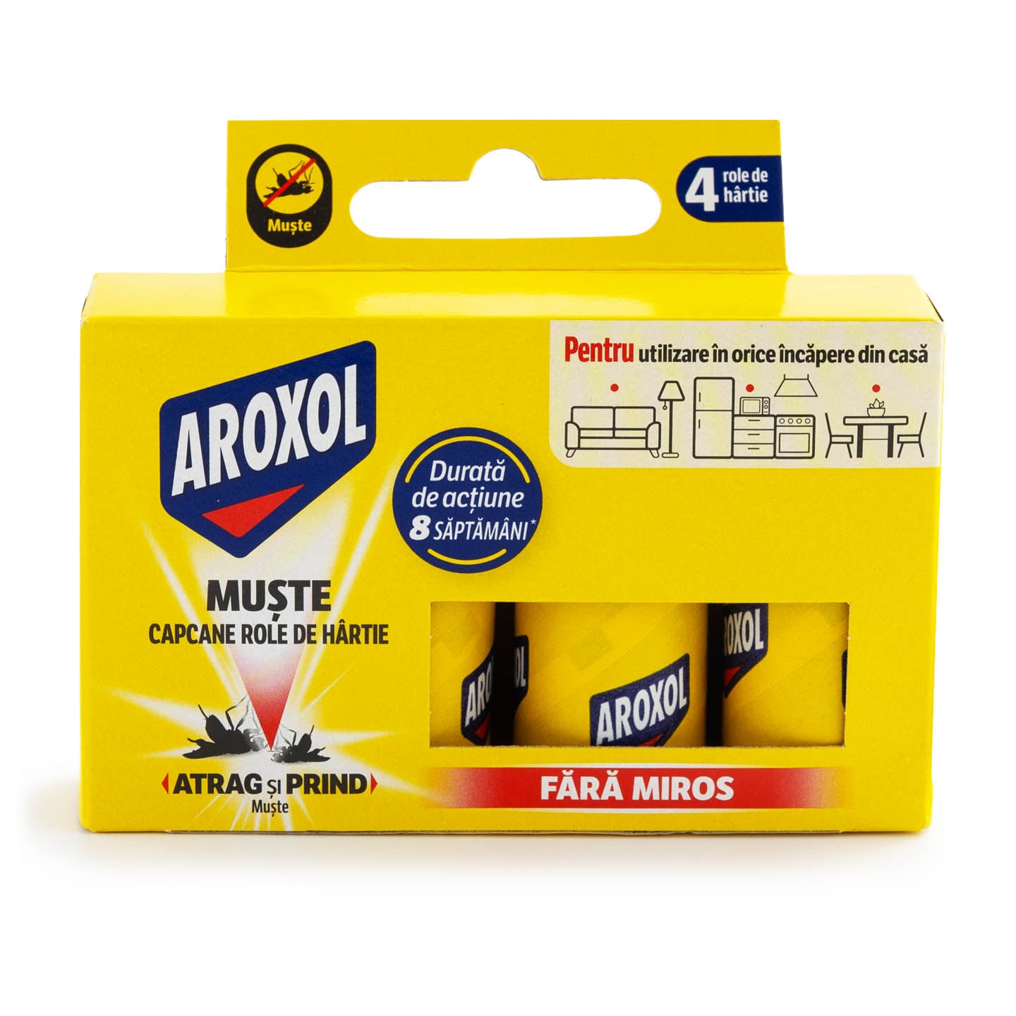 Capcane role cu adeziv natural împotriva muștelor, Aroxol 4 buc.