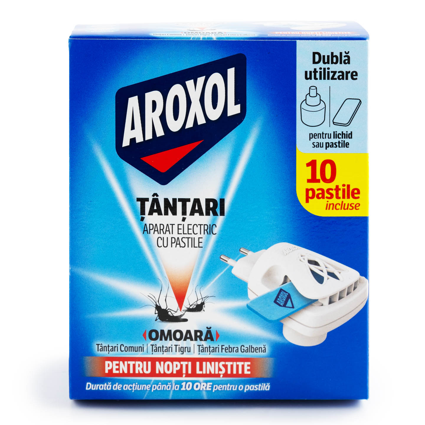 Aparat electric și pastile împotriva tânțarilorAROXOL 10buc. + aparat