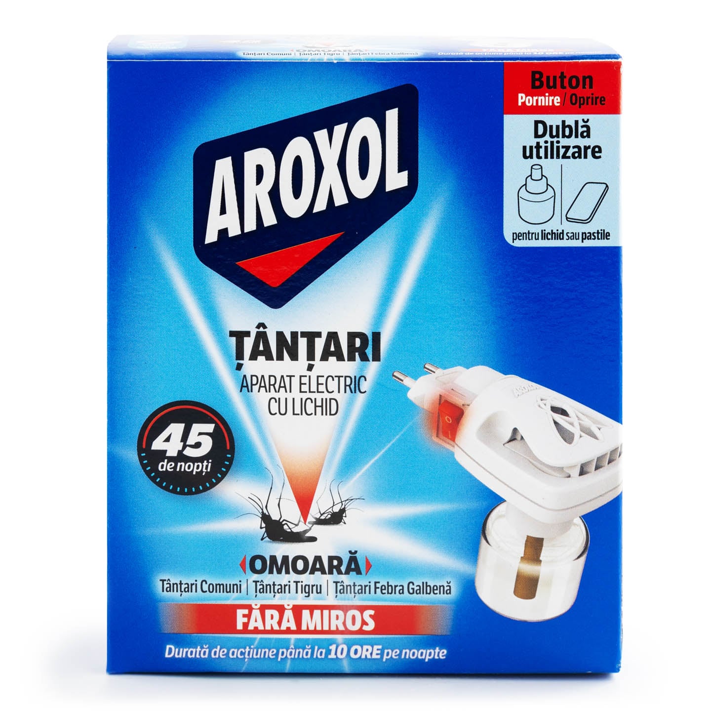 Aparat electric și rezervă lichidă împotriva țânțarilorAROXOL 35ml + aparat
