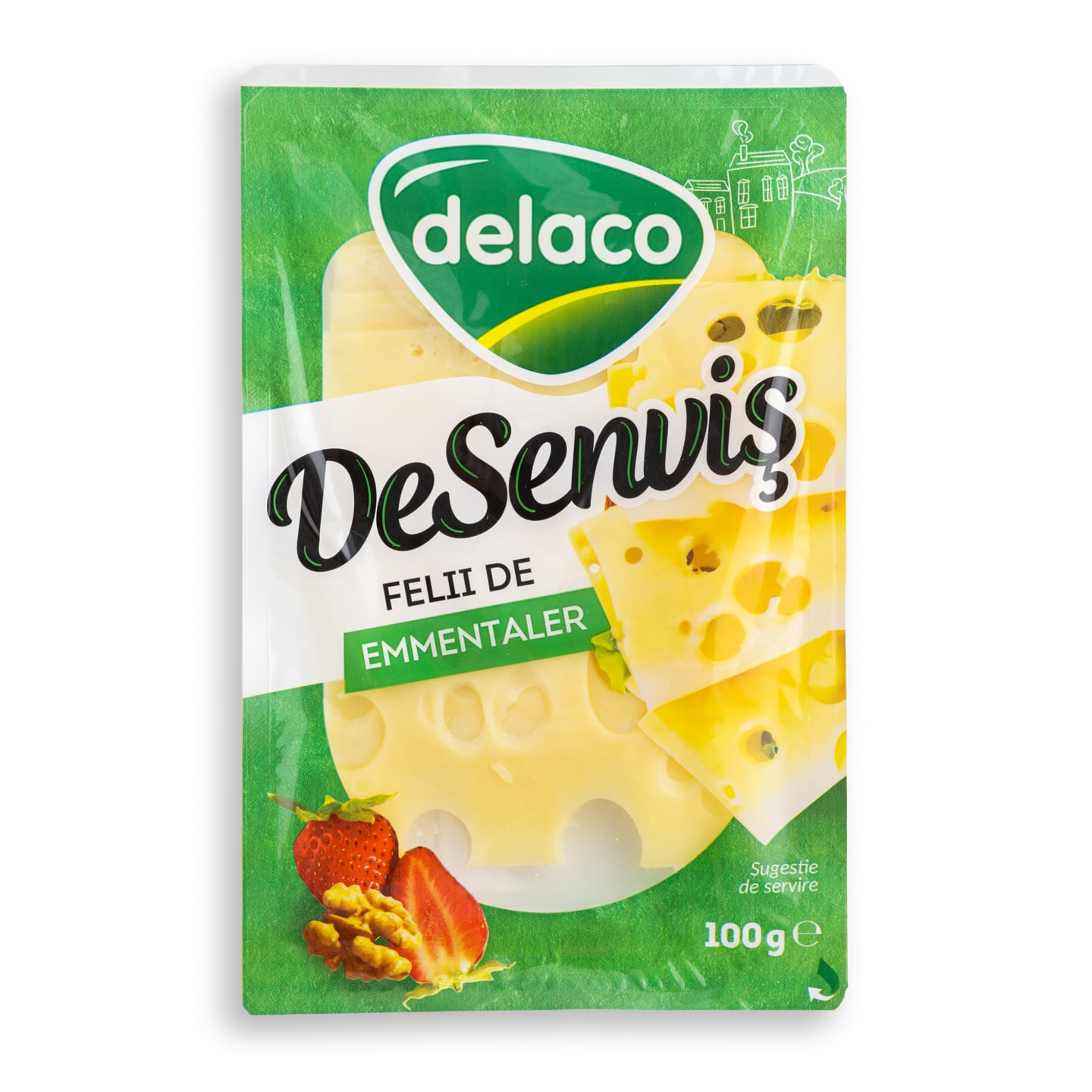 Emmentaler DeSenviș, felii Delaco 100g