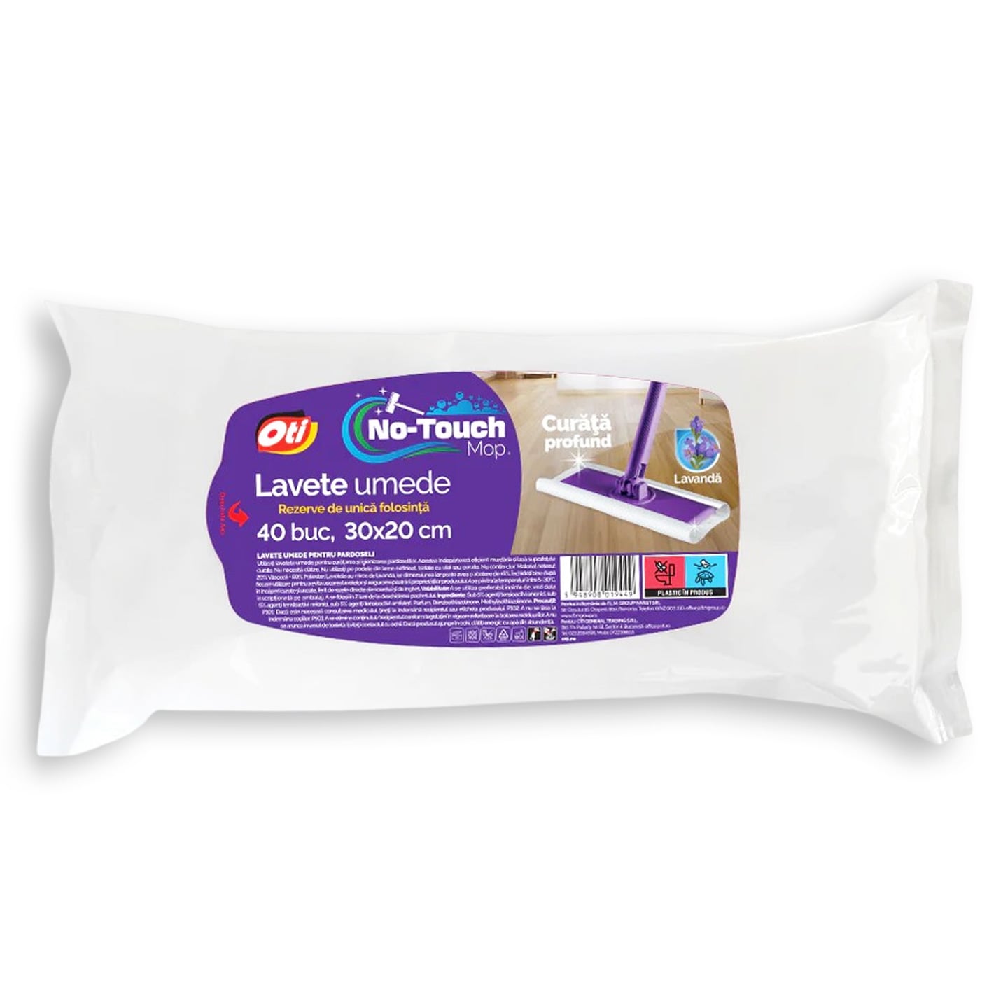Set x 40 lavete umede pentru mop No-Touch, 30x20 cm