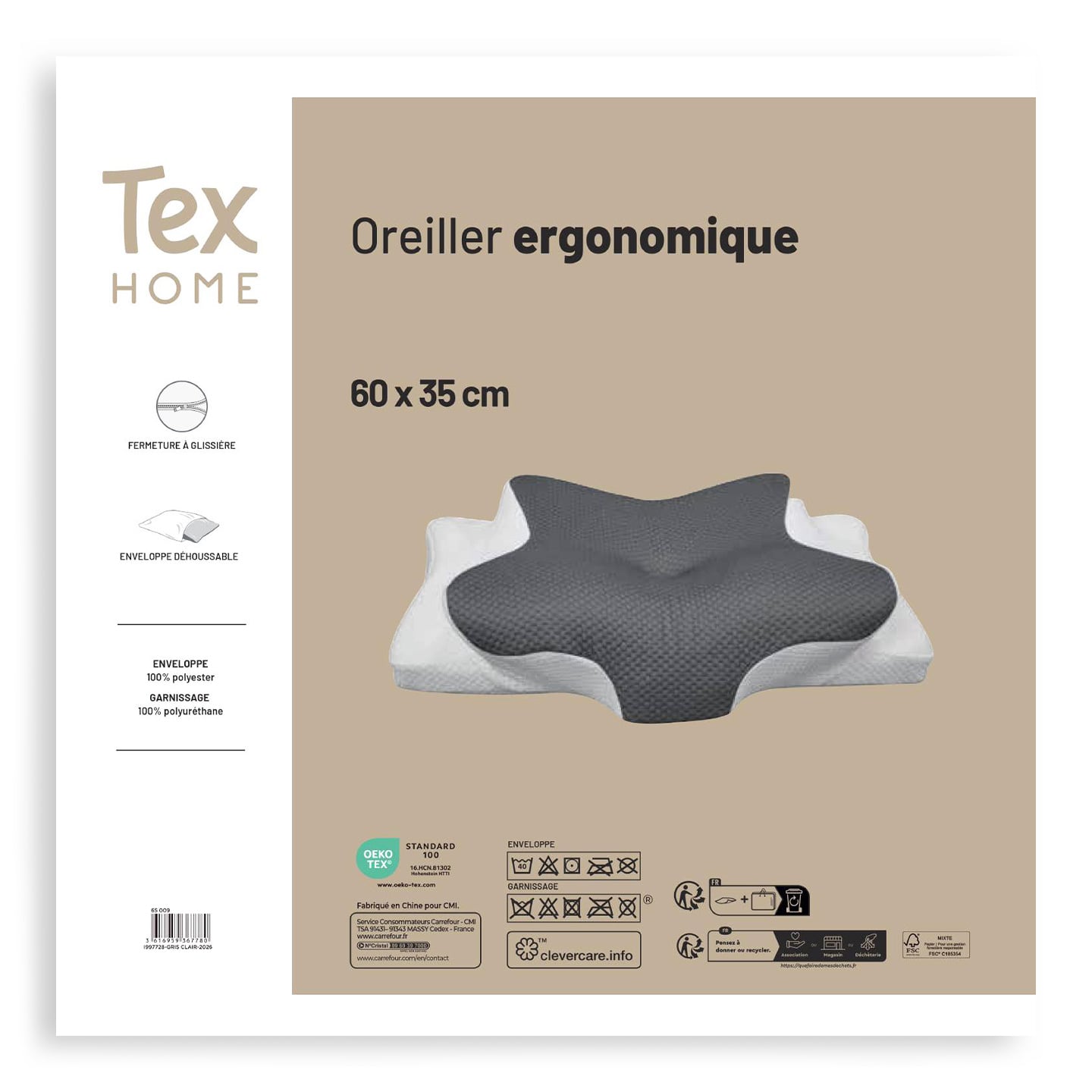 Pernă cu memorie pentru zona cervicală Tex Home 60x35cm