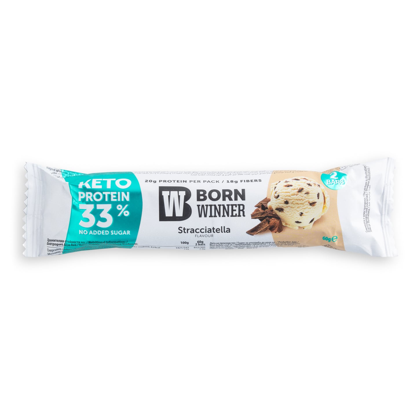 Baton proteic cu Stracciatella Keto, Born Winner 2 x 30 g