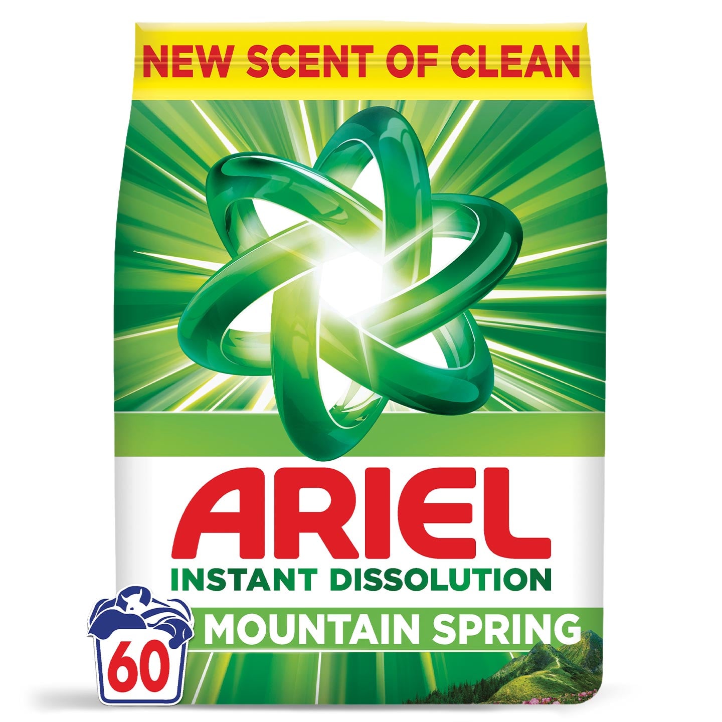 Detergent de rufe Ariel Mountain Spring / Color, 60 de spălări, 3,9kg
