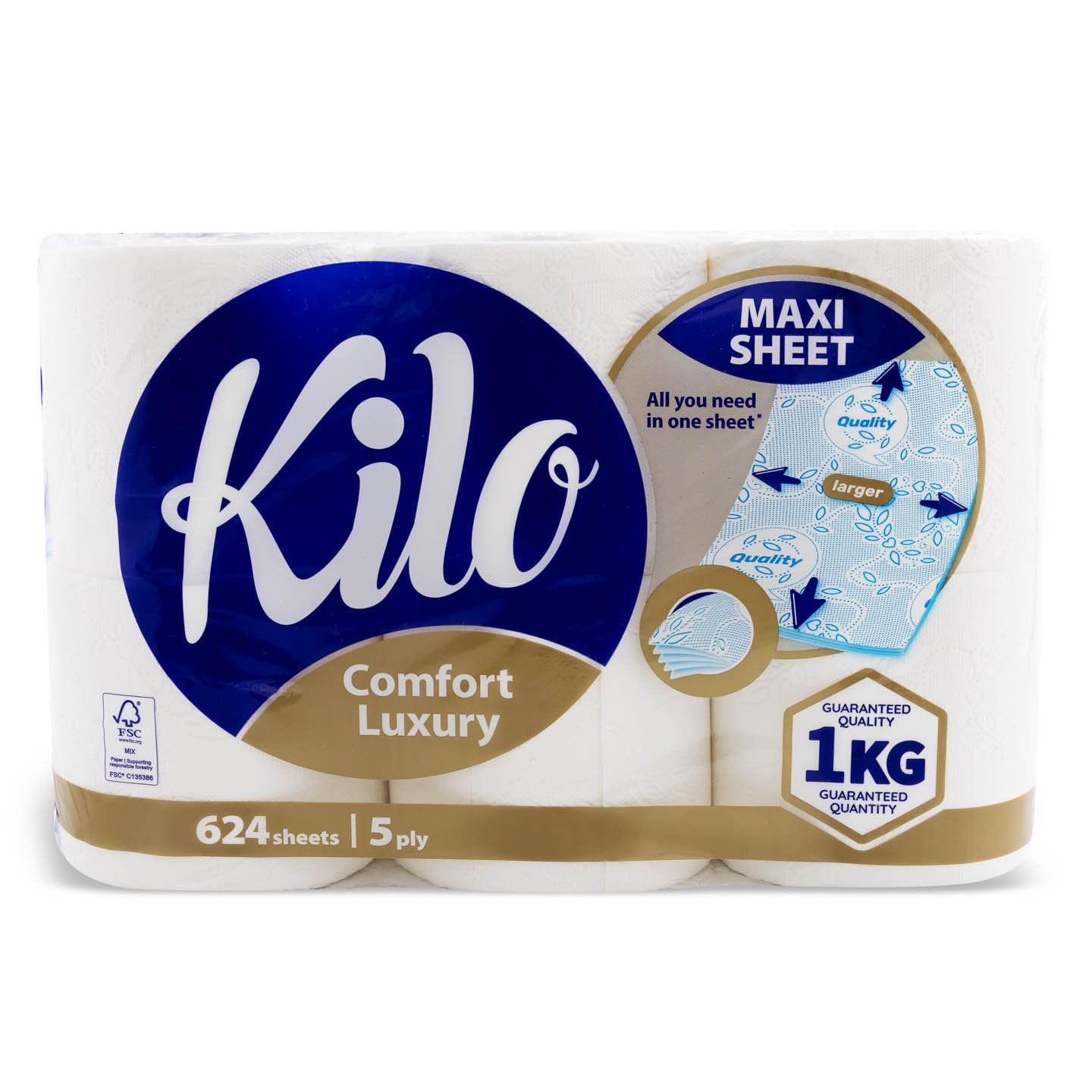 Hârtie igienică Kilo Confort 5 straturi, 6 role