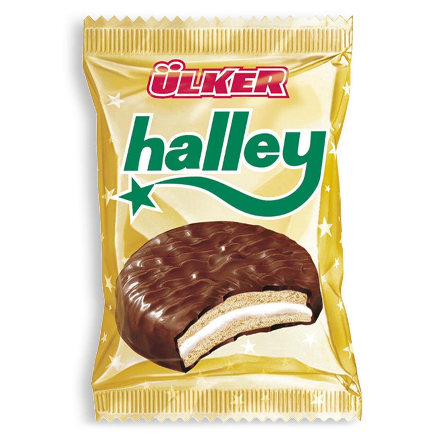 Prăjitură cu biscuiți și bezea glazurați cu ciocolată cu lapte Halley, 30g