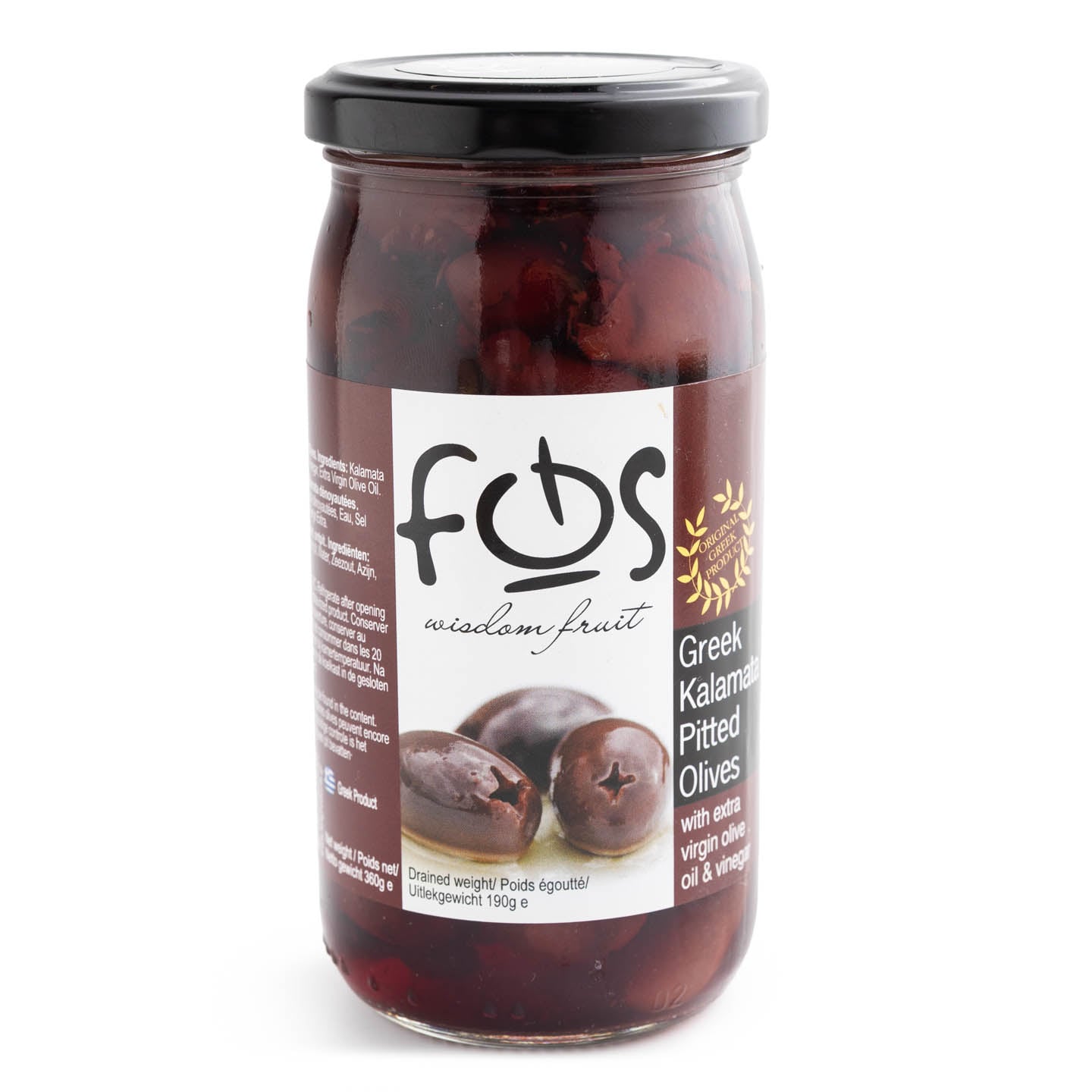 Măsline kalamata fără sâmburi în saramură Fos 360g