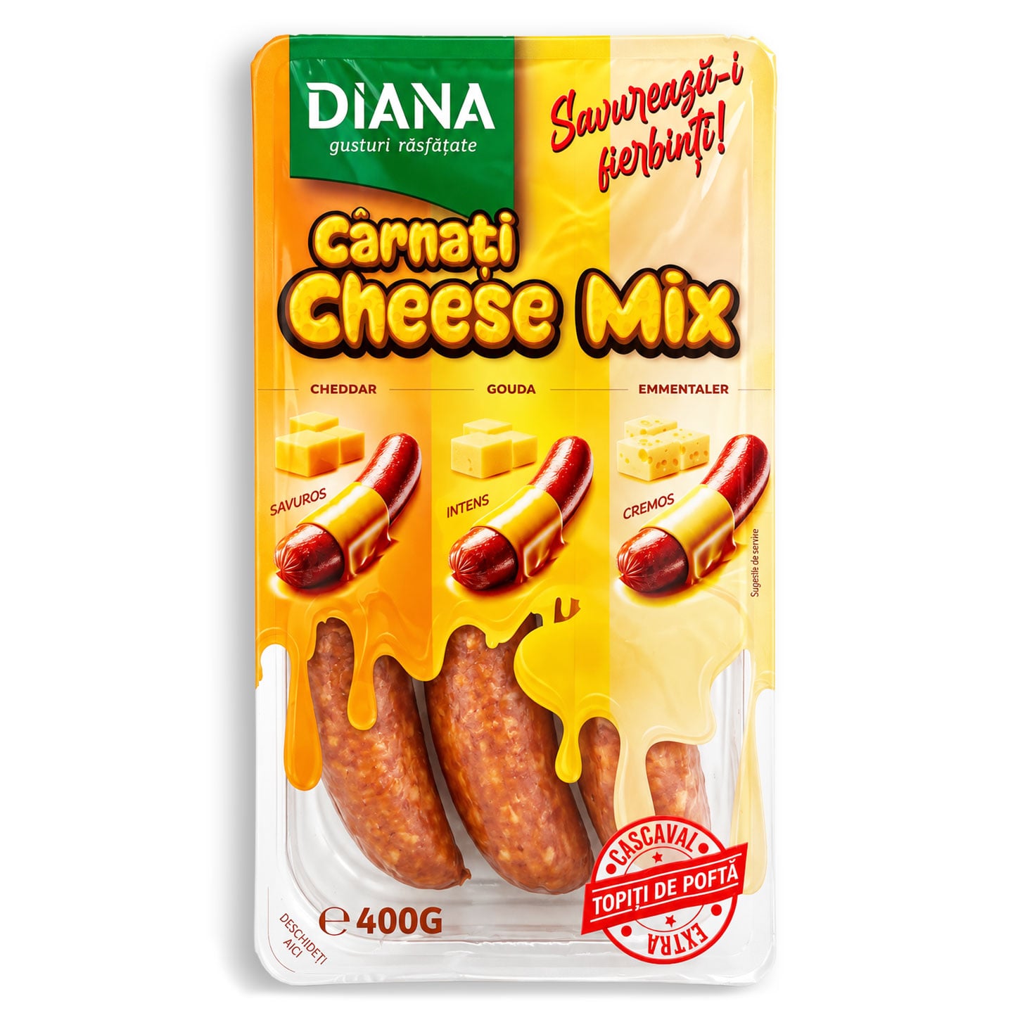 Cârnați Cheese Mix, Diana 400g