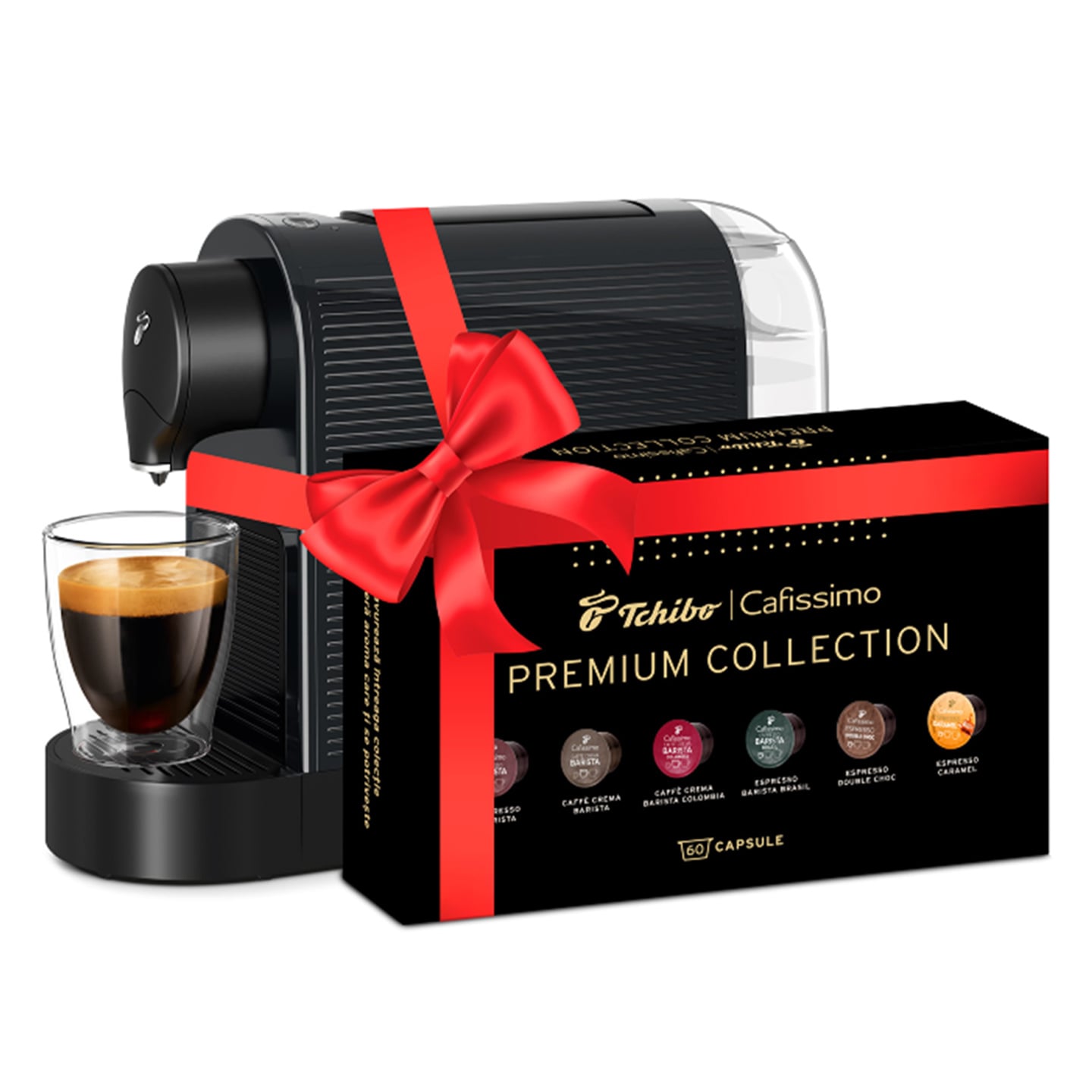 Espressor Tchibo Cafissimo Pure Plus, 0.8L, 15 bar, 1250 W, negru + 60 capsule