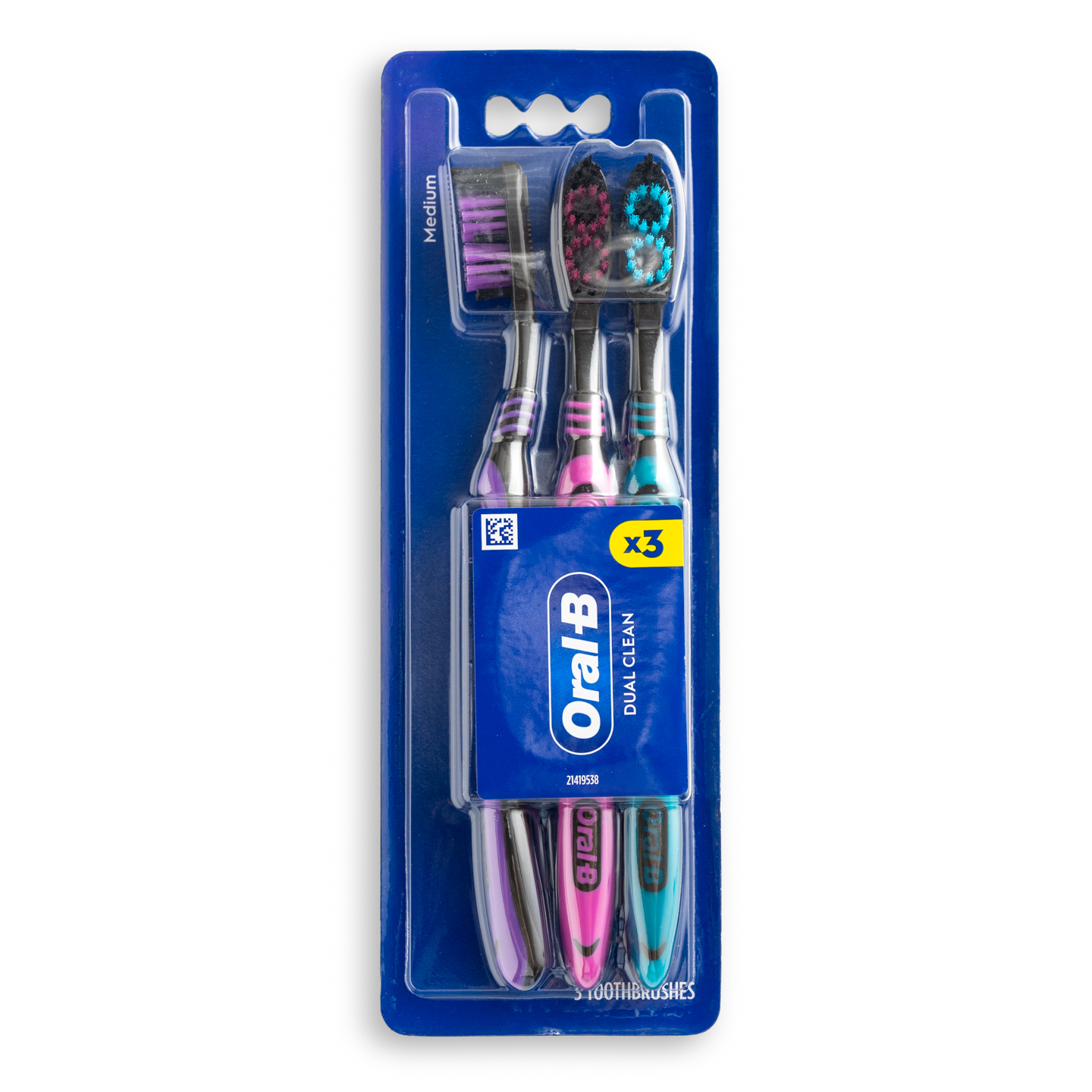 Periuță de dinți manuală Oral-B,peri medii multicolor, 3 buc.