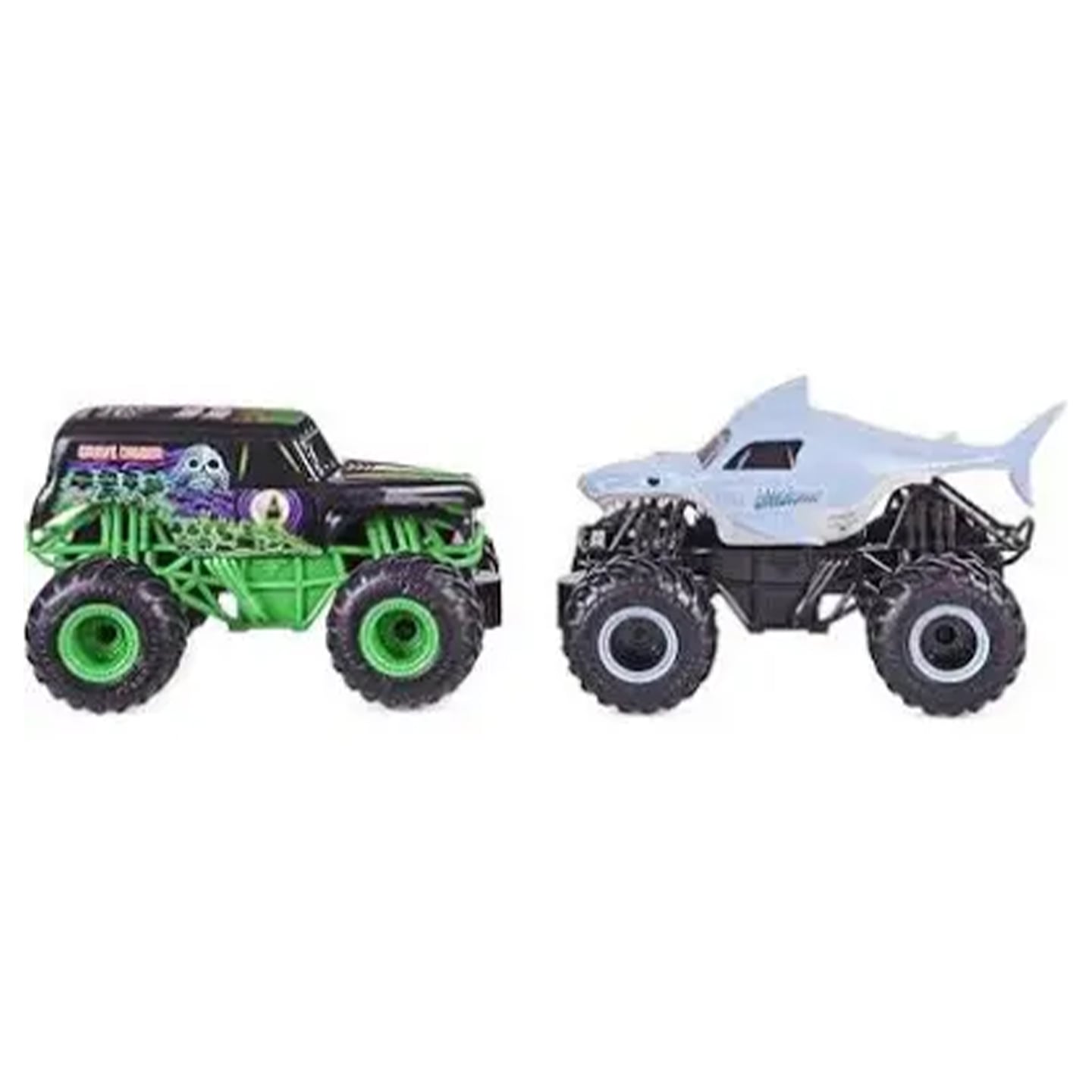 Set x 2 mșinuțe Monster Jam Grave Digger și Megalodon, 1:43, Multicolor