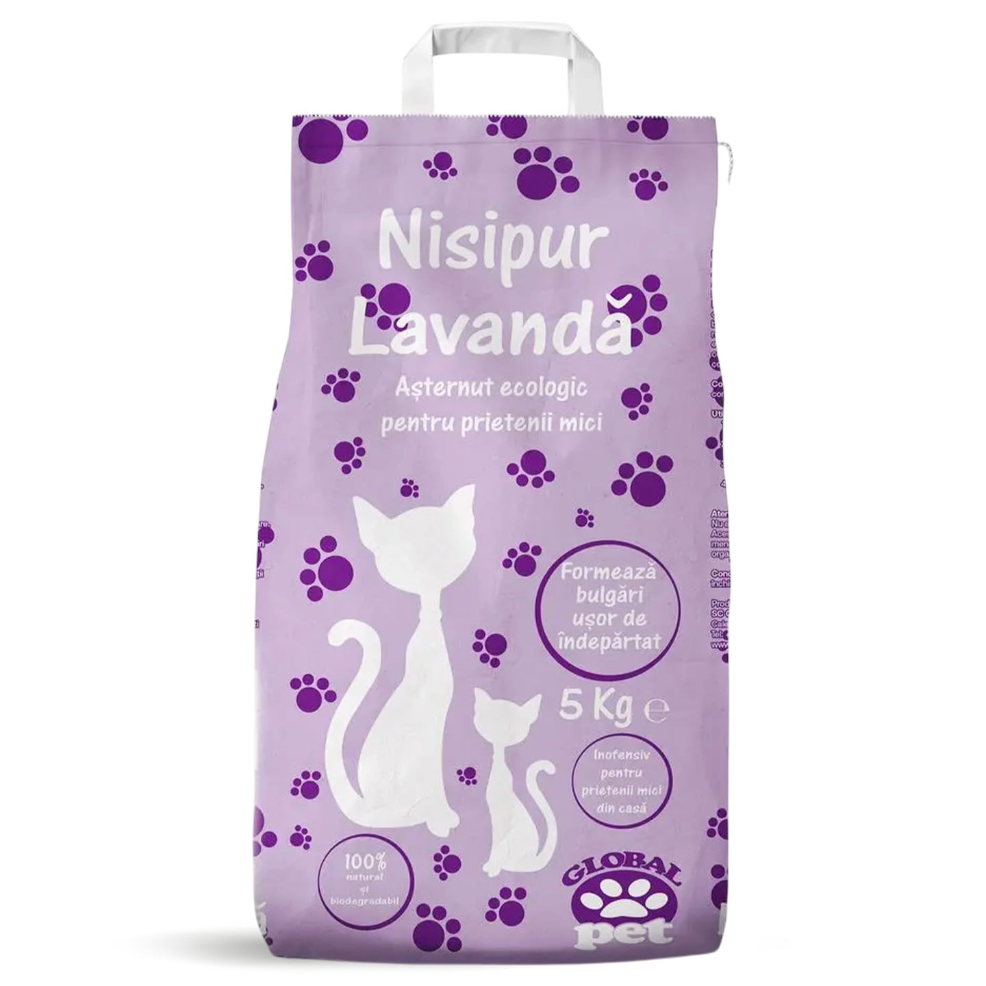 Așternut ecologic pentru pisici Nisipur, lavandă 5kg